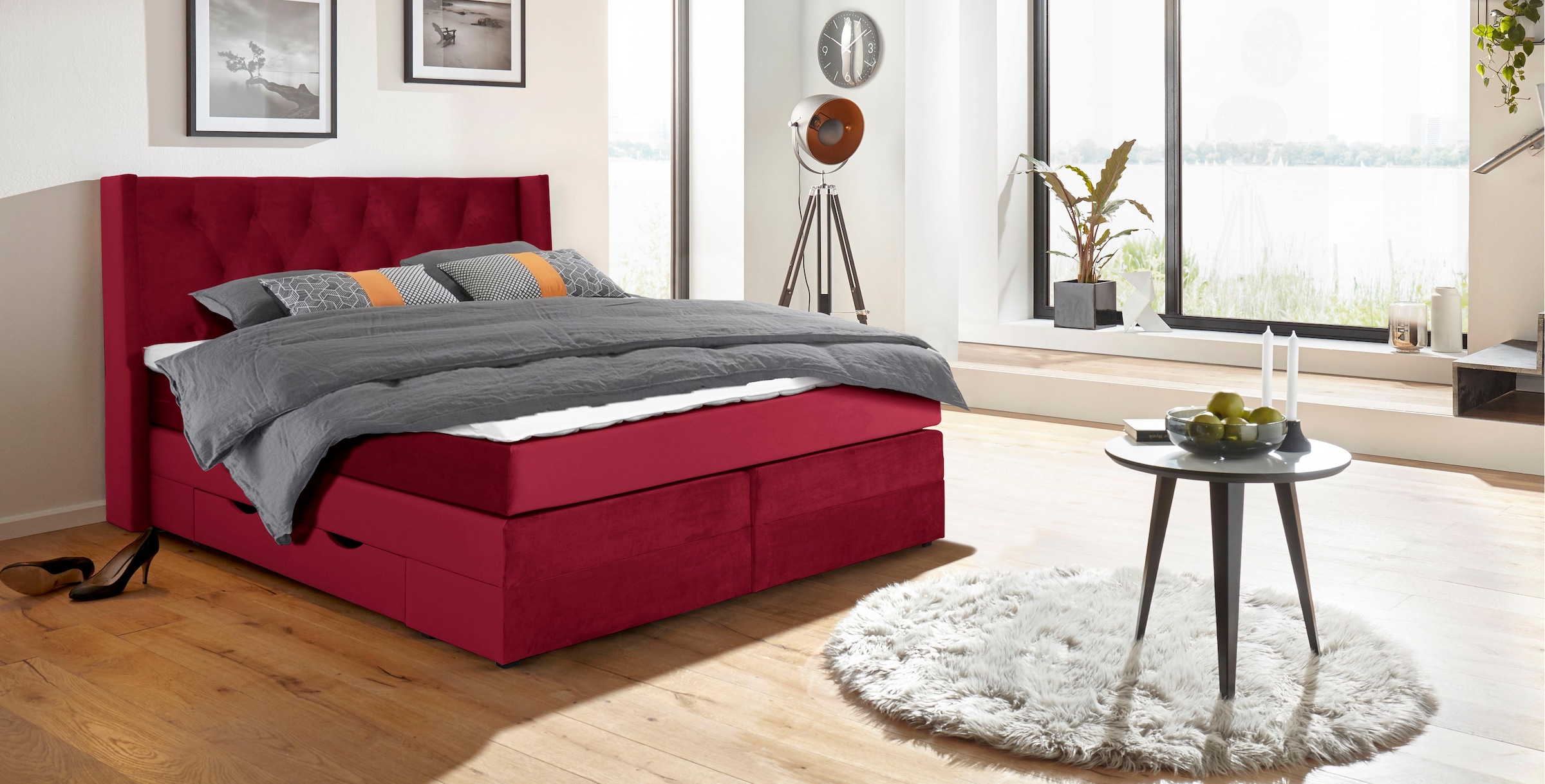 Home affaire Boxspringbett "Elegance" mit schöner Knopfheftung, in den Härt günstig online kaufen
