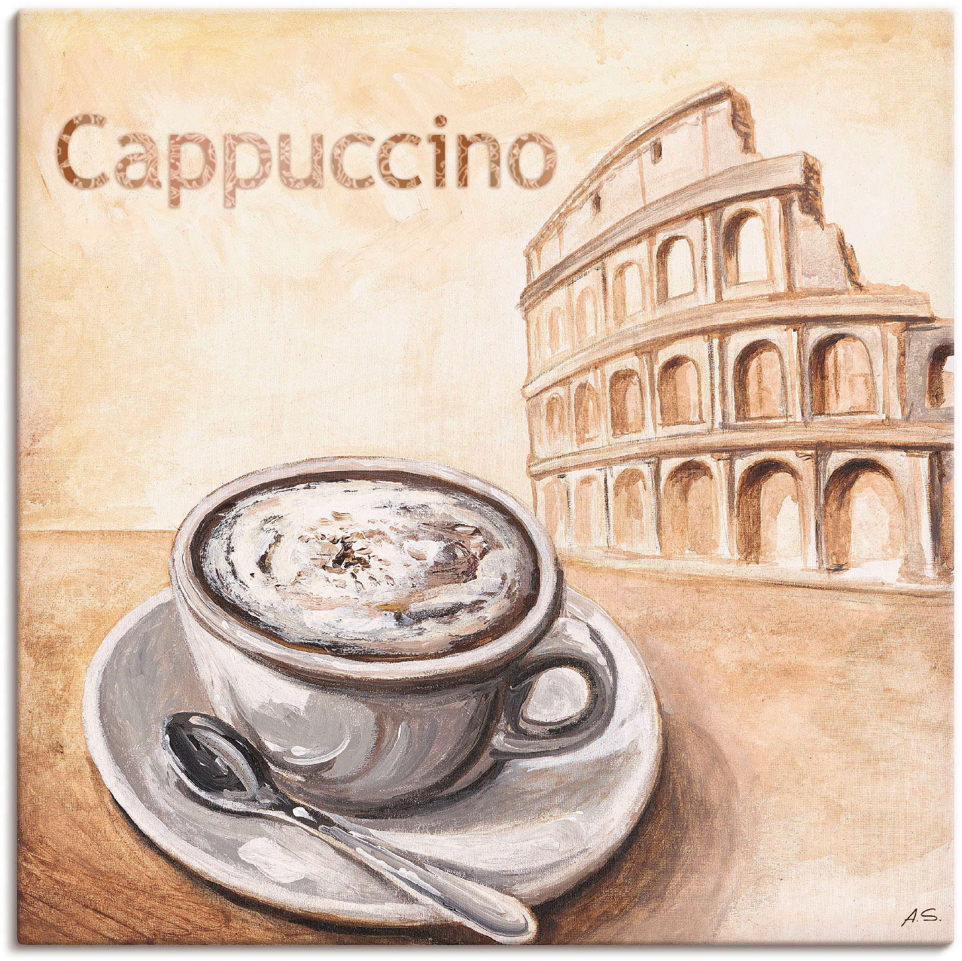 Artland Wandbild »Cappuccino in Rom«, Kaffee Leinwandbild, Bilder, St.), BAUR bestellen versch. oder als (1 in Größen Wandaufkleber Poster | Alubild