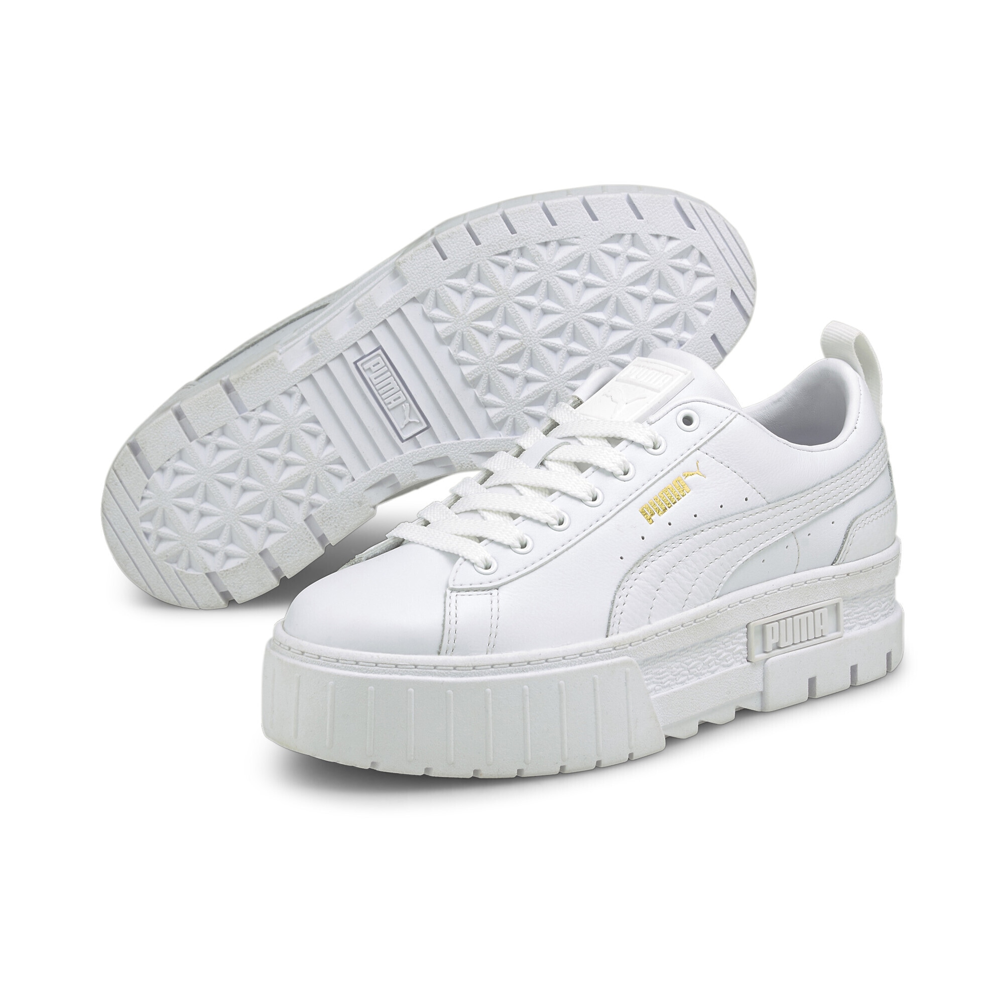 PUMA Damen Sneaker "Mayze Classic Sneakers Damen", Gr. 38, weiß, Obermaterial: Synthetik, Textil, Kuhleder; Futter: Synthetik, Textil; Innensohle: