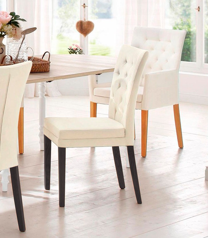 Home affaire 4-Fußstuhl »Colorado«, (Set), 6 St., Luxus-Microfaser, Beine aus Buche, wengefarben lackiert, Im 2er, 4er oder 6er-Set