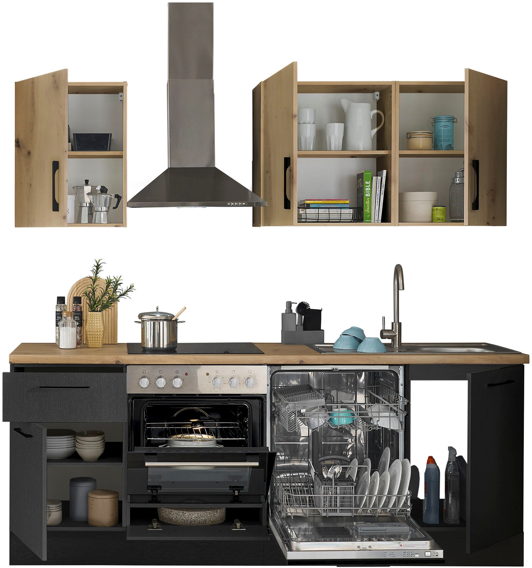 BASIC by Balculina Küchenzeile »Turin«, Breite 220 cm, wahlweise mit E-Geräten