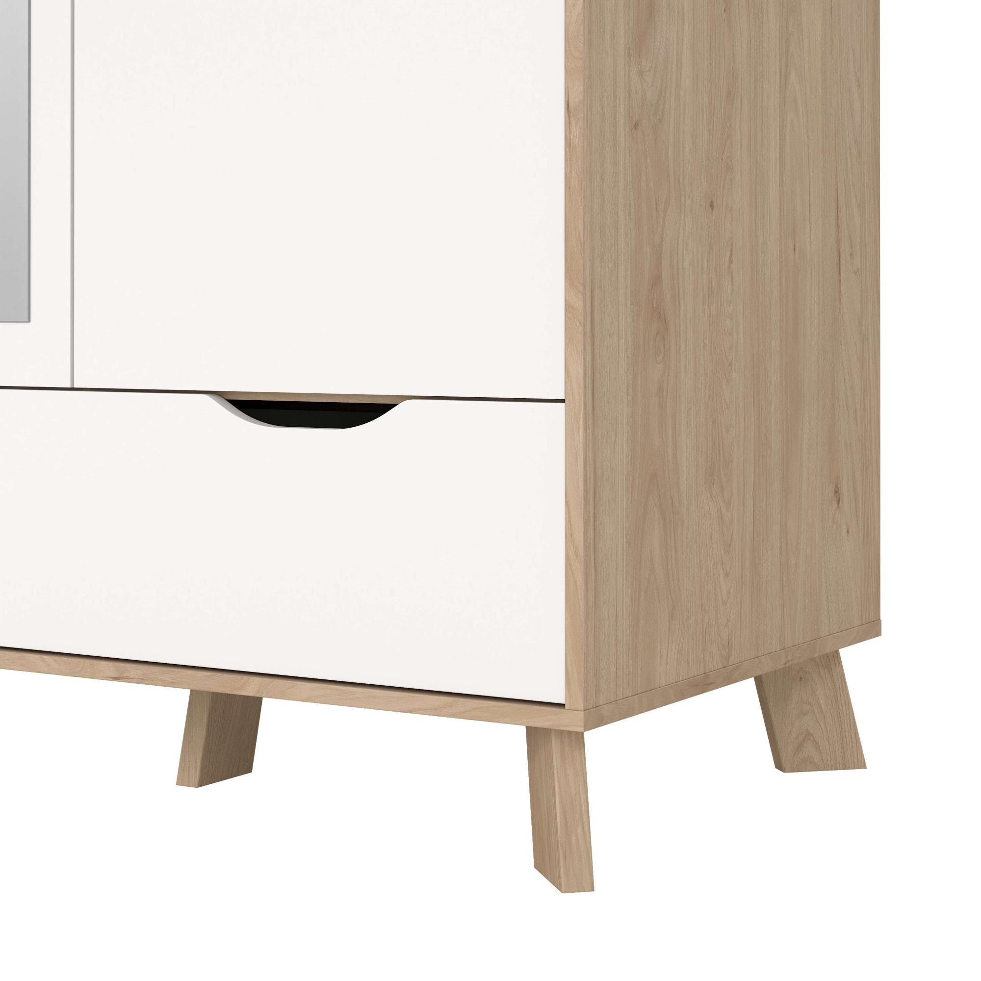 andas Kleiderschrank »Ikast Drehtürenschrank, Spiegeltür, Aufbewahrung, Schrank, Stauraum«, 1 Spiegeltür, 2 Türen, 3 Schubladen, Höhe 201 cm, Breite 147 cm