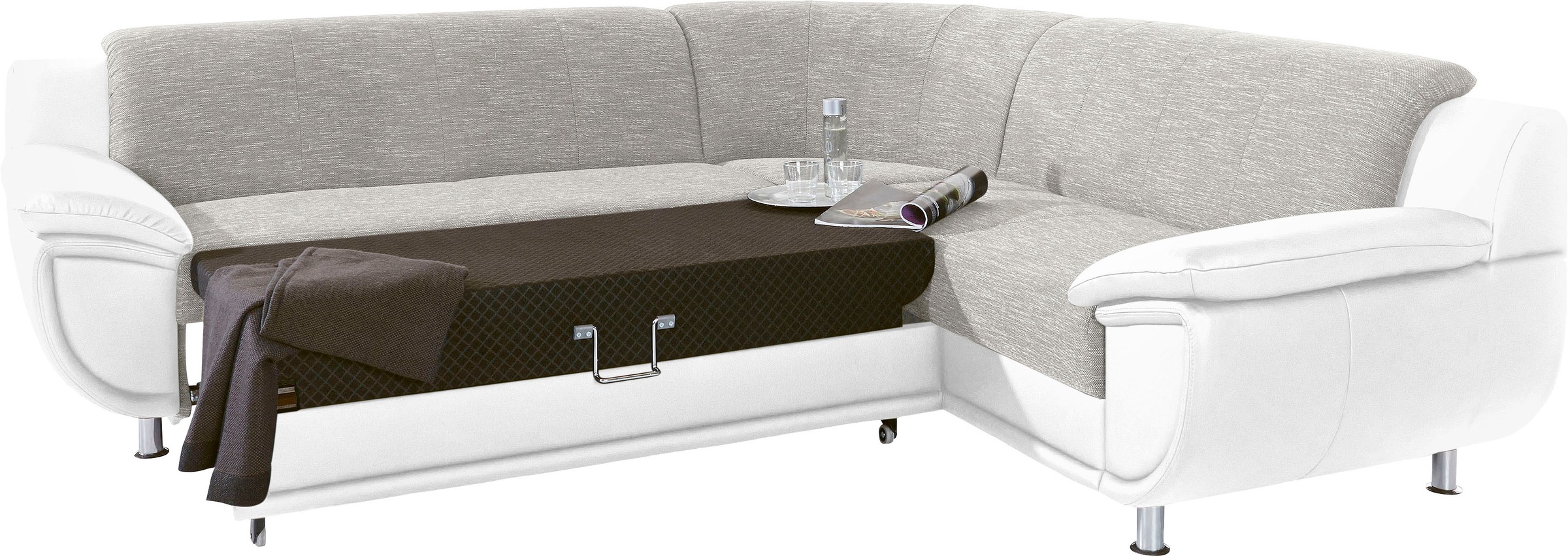 TRENDMANUFAKTUR Ecksofa »Rondo 3, zeitlos und modern, im Materialmix, L-Form«, wahlweise Federkern für hohen Sitzkomfort, wahlweise Bettfunktion