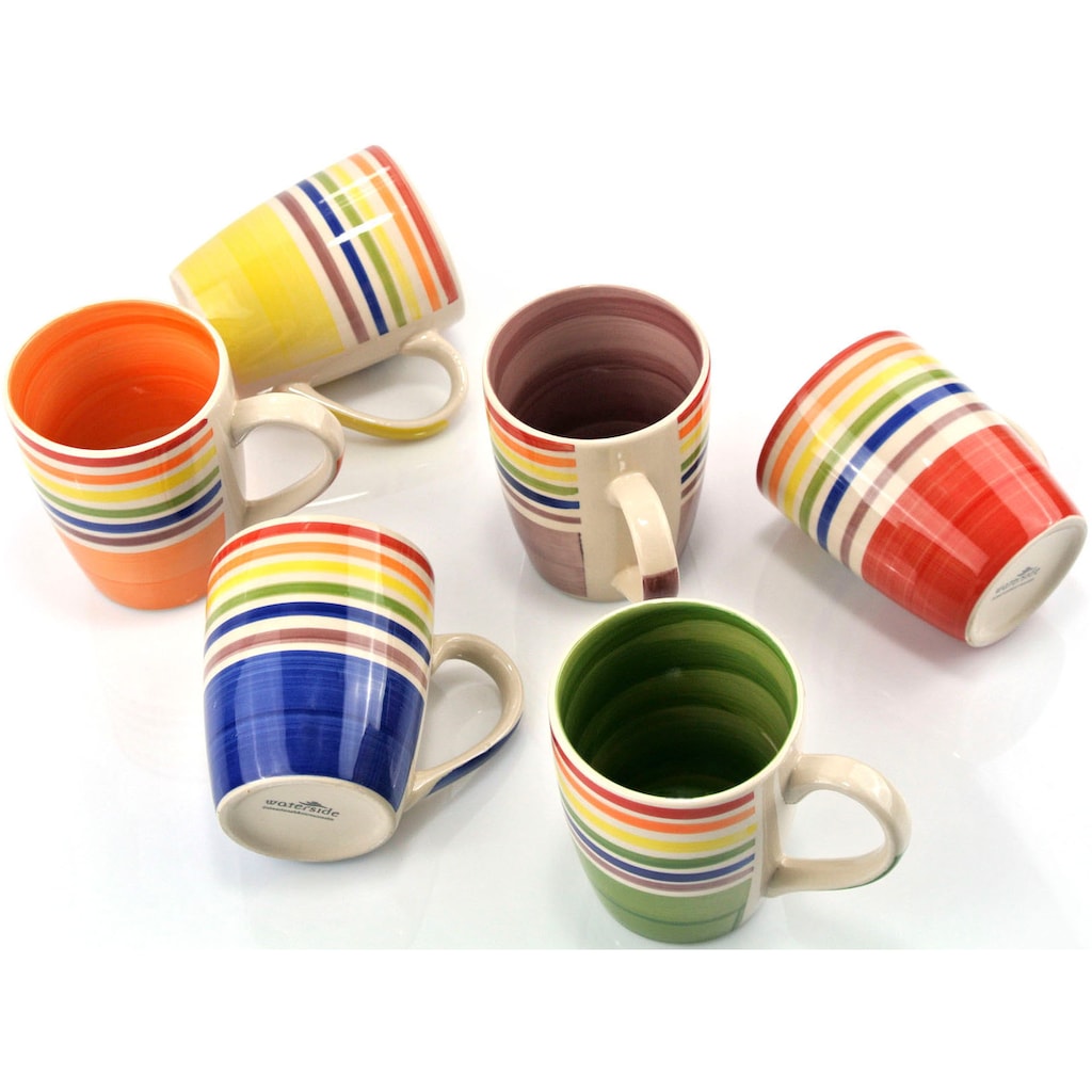 Retsch Arzberg Kombiservice »Geschirr-Set, Service COLOUR STRIPES«, (Set, 24 tlg., Frühstücks- u. Speiseteller, Becher, Schalen)