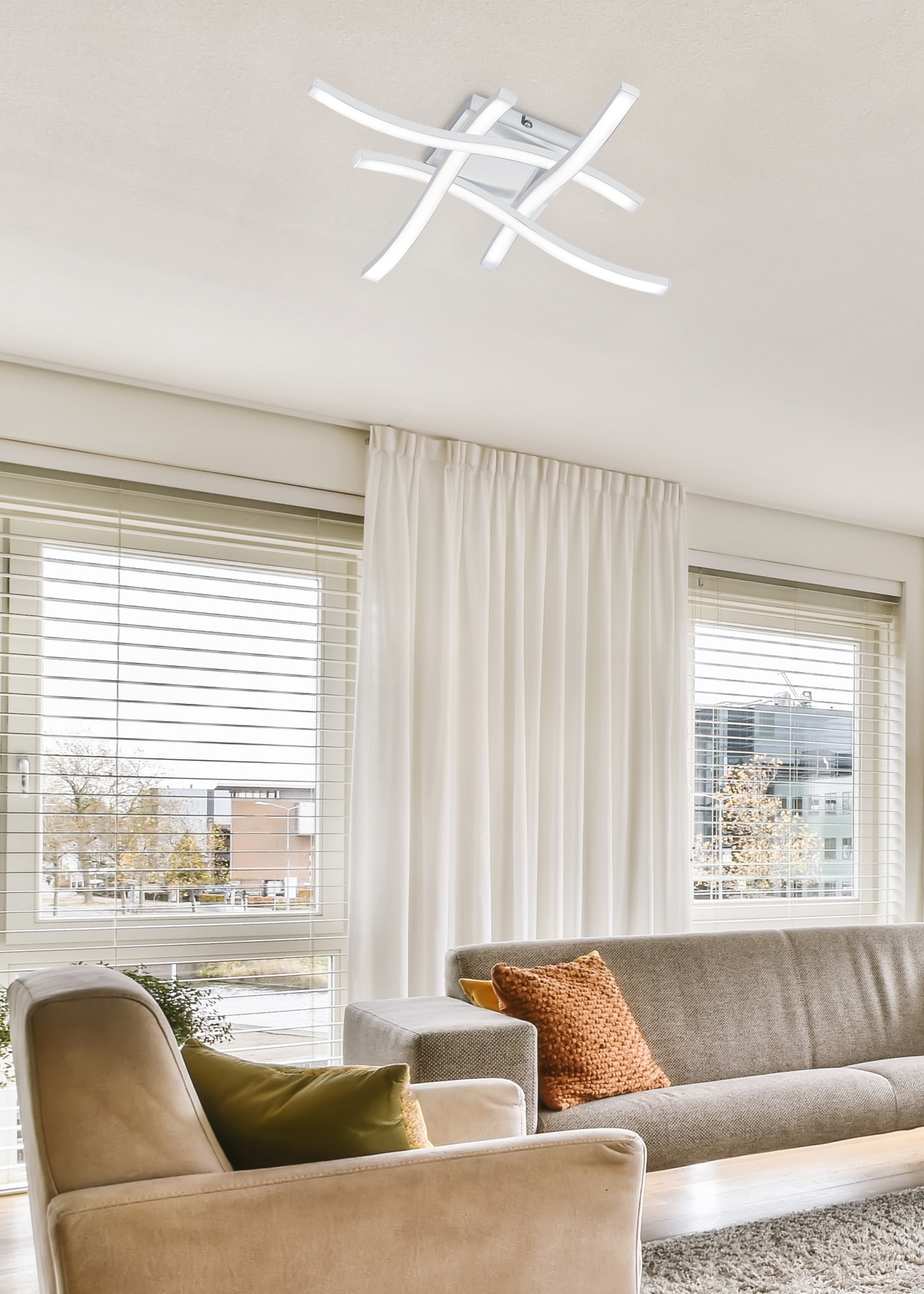 REALITY Leuchten LED Deckenleuchte »Route« LED-Modul 1 Stk. Warmweiß moderne Deckenlampe 4-flammig, LEDs mit 4x 500 Lumen