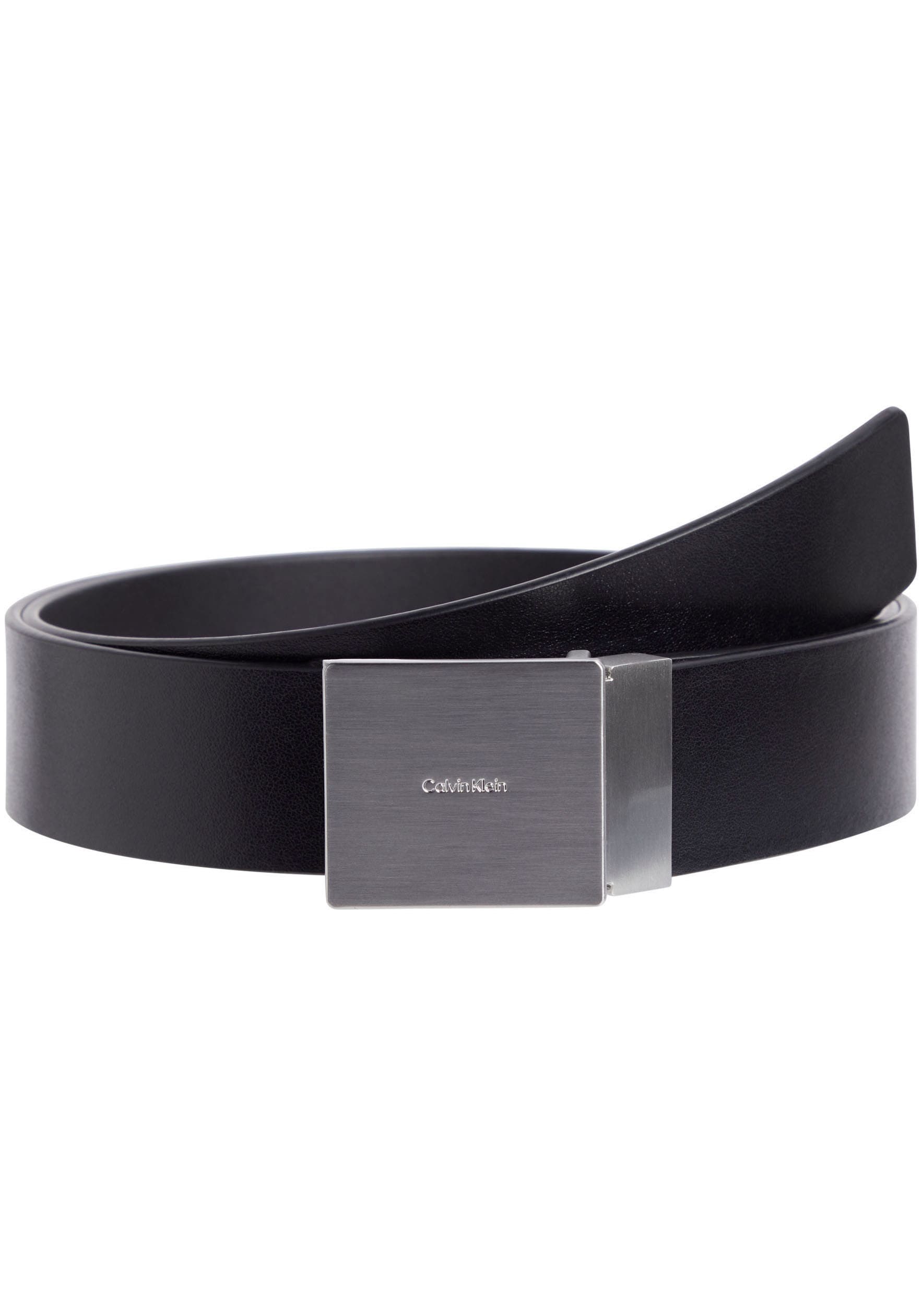 Calvin Klein Ledergürtel »ADJ CASUAL PLAQUE 35MM«, Logoprägung, Klickschnalle