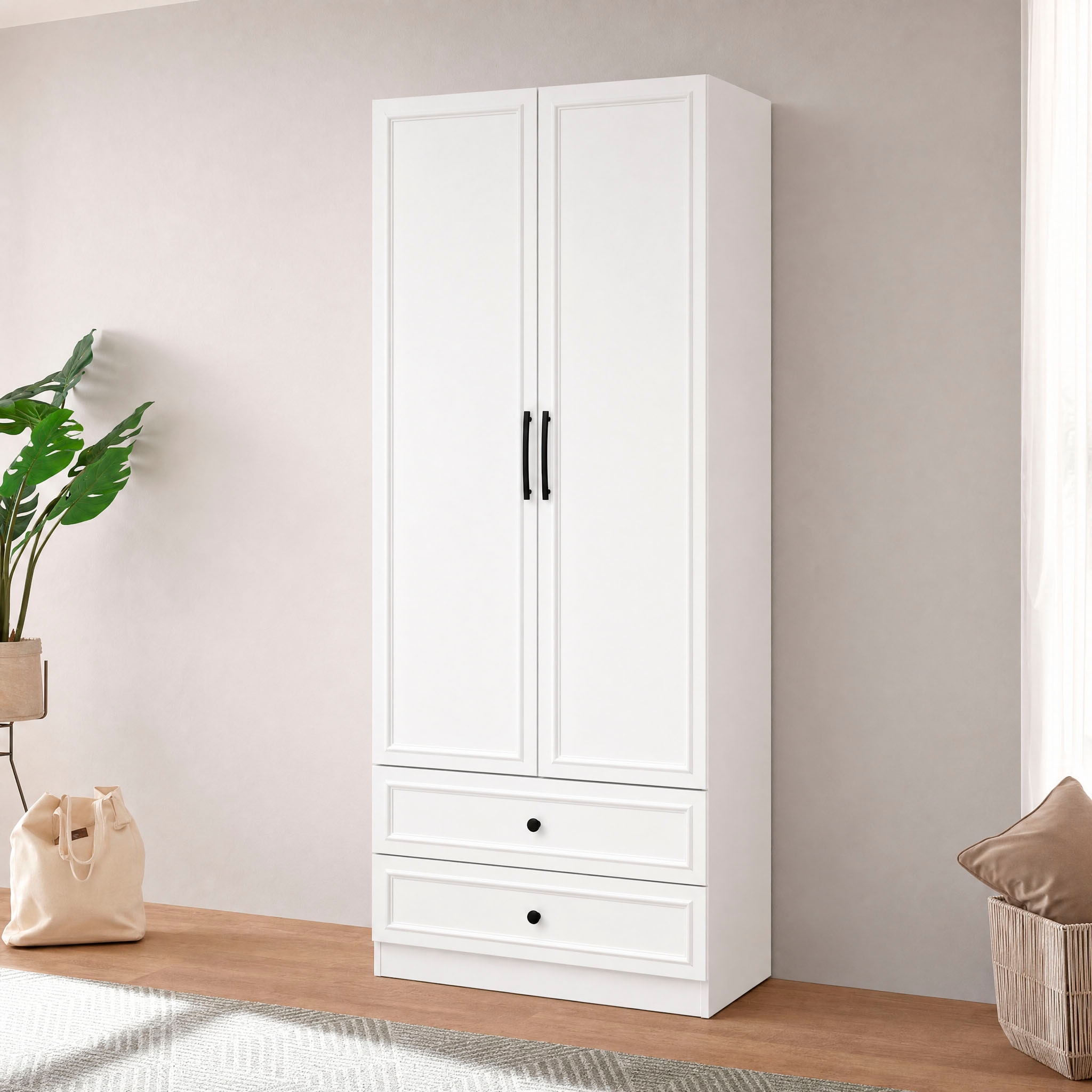 OTTO home Kleiderschrank "Arrian, weiß, 80 cm, 2 Türen, 2 Schubladen" EXTRA VIEL PLATZ FÜR IHRE GARDEROBE