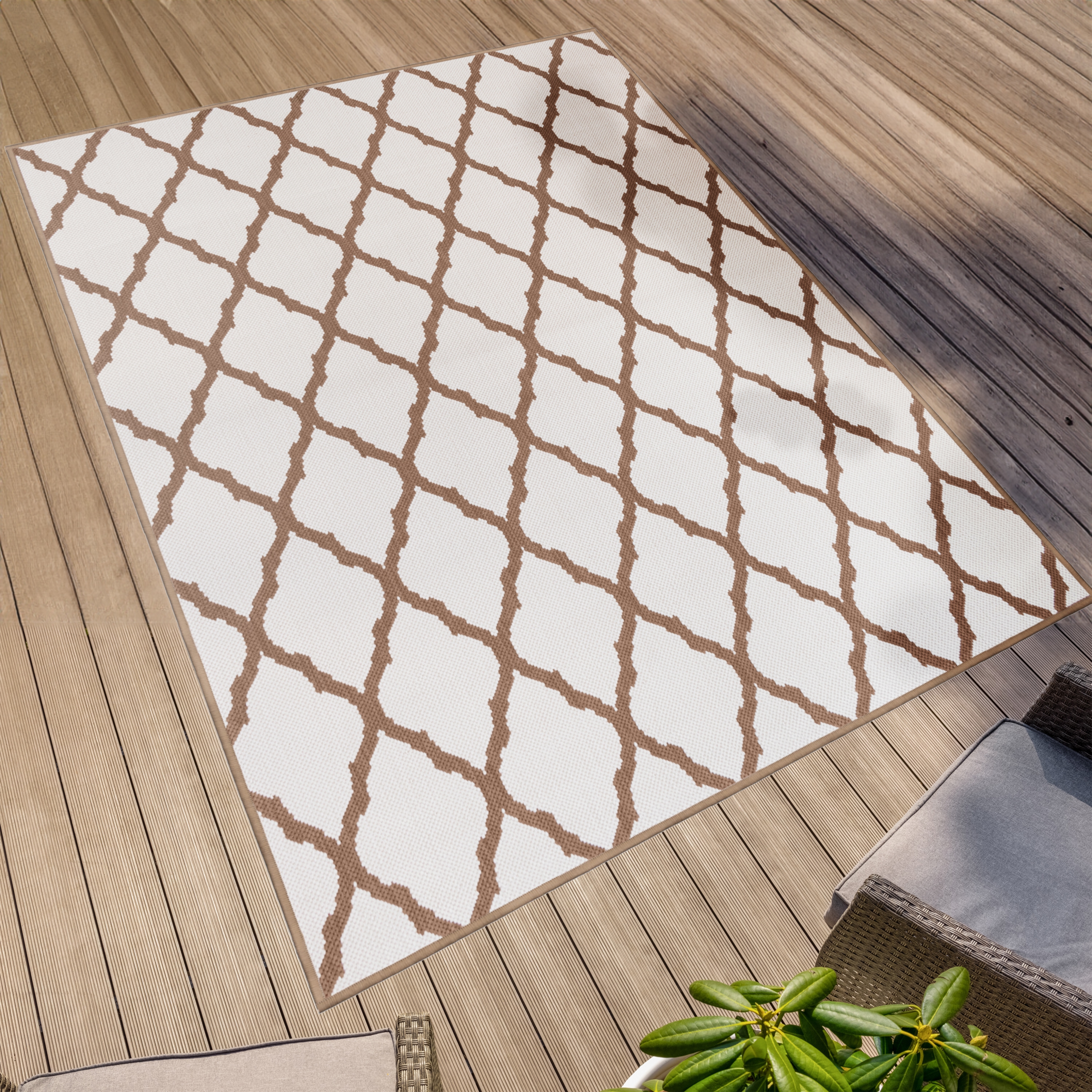 Primaflor-Ideen in Textil Teppich "Outdoorteppich REVERSO - Round Rhombus" rechteckig 5 mm Höhe Wendeteppich, Rauten Design, In- und Outdoor geeignet, wasserfest