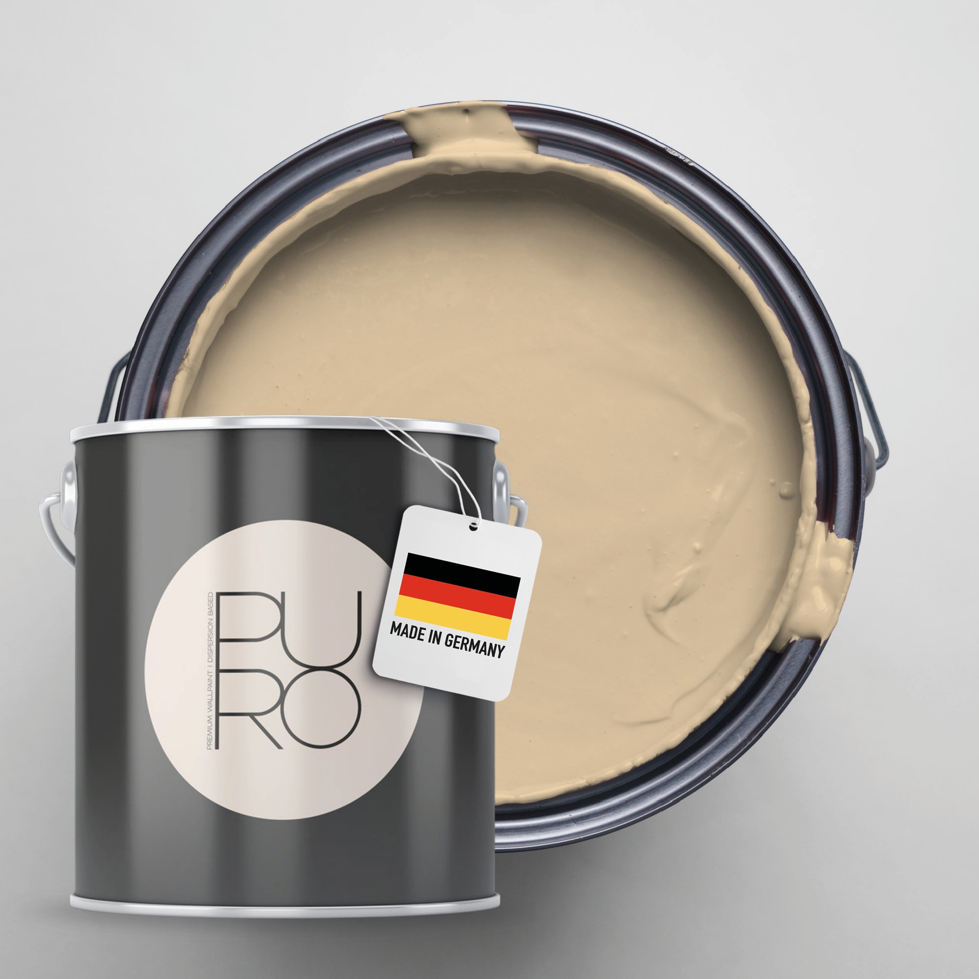 A.S. CRÉATION Wandfarbe "Premium Innenwandfarbe PURO Tuchmatt sandy beige", 5 l 5ml, beige, Farben, ideal für Wohnzimmer, Schlafzimmer, Flur und