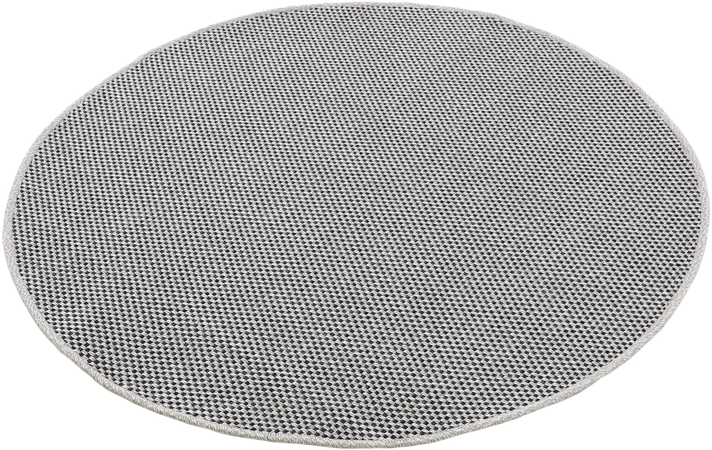 carpetfine Teppich »Boho 105«, rund, 4 mm Höhe, robustes Flachgewebe, Sisal Optik, UV-beständig, Außenbereich