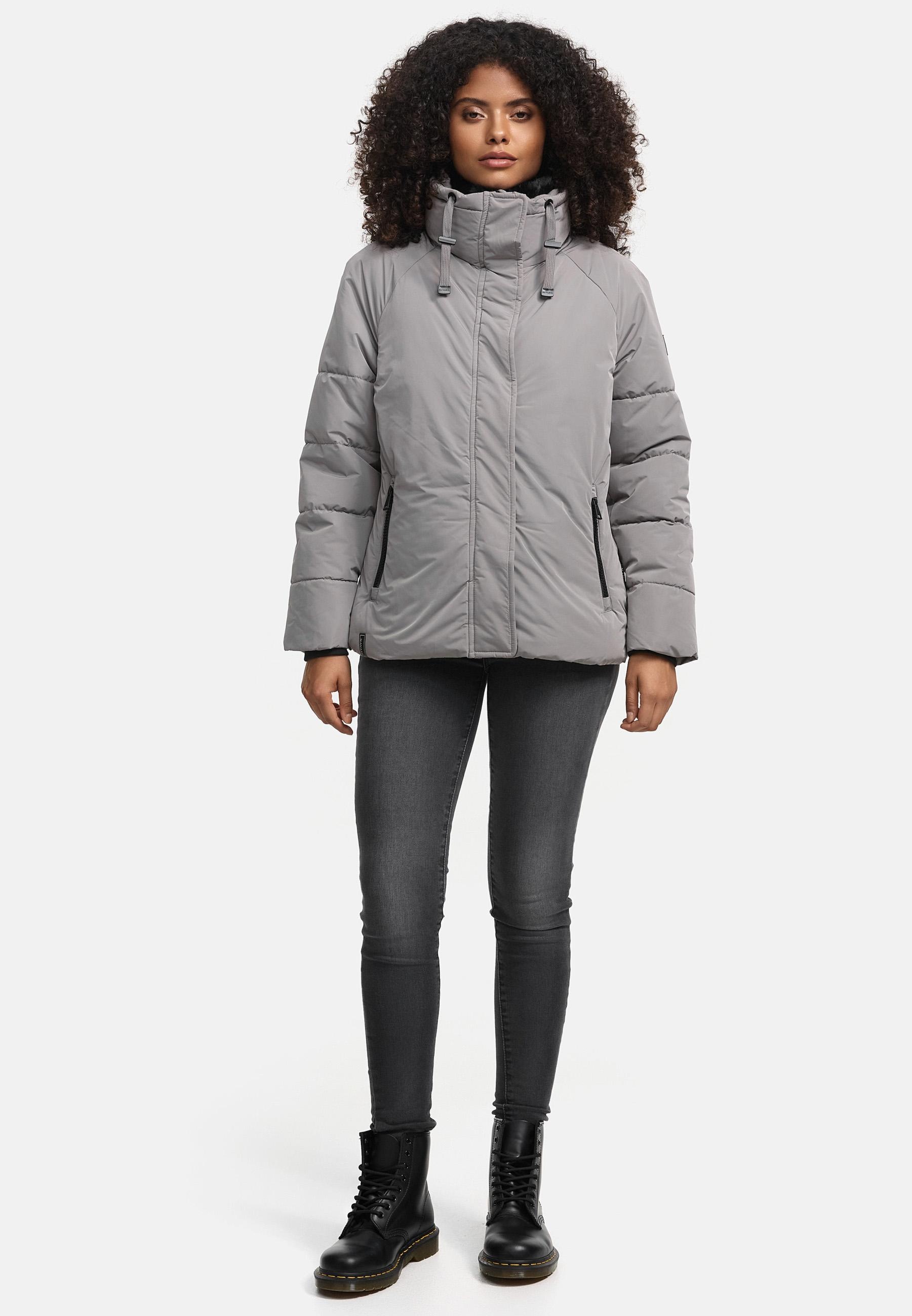 Navahoo Winterjacke »Frostii XIV«, ohne Kapuze, modische Damen Winter Steppjacke mit Kunstfellkragen