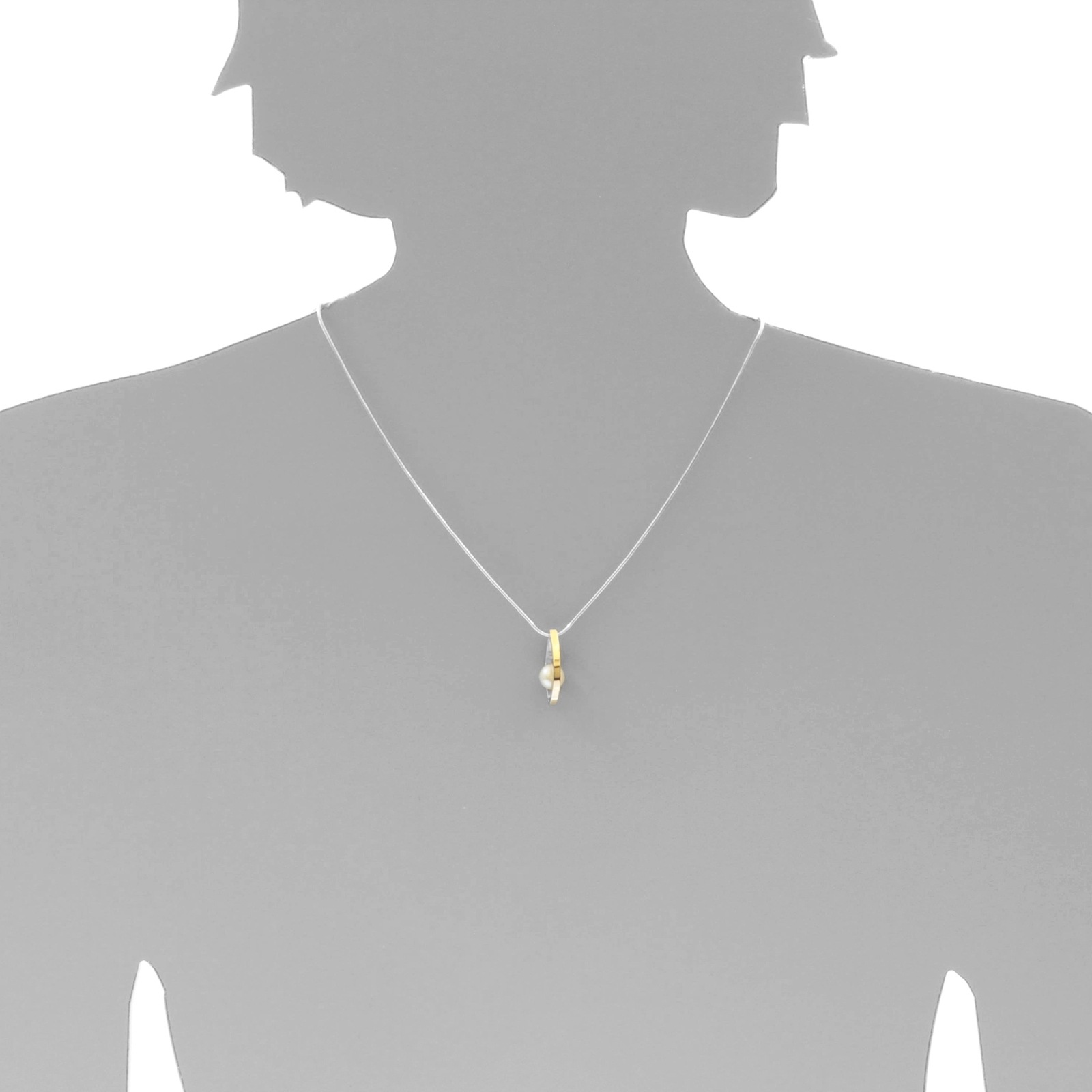 Kette mit Anhänger OSTSEE-SCHMUCK "- Gleiter-Sunny Exklusiv - Silber 925/000 & Gold 585/000 - Zuchtperle" Gr. 45, silber (silber 925, silberfarben, weiß), Schmuck_Sets, Damen, 45, Silber 925 (Sterlingsilber) 5
