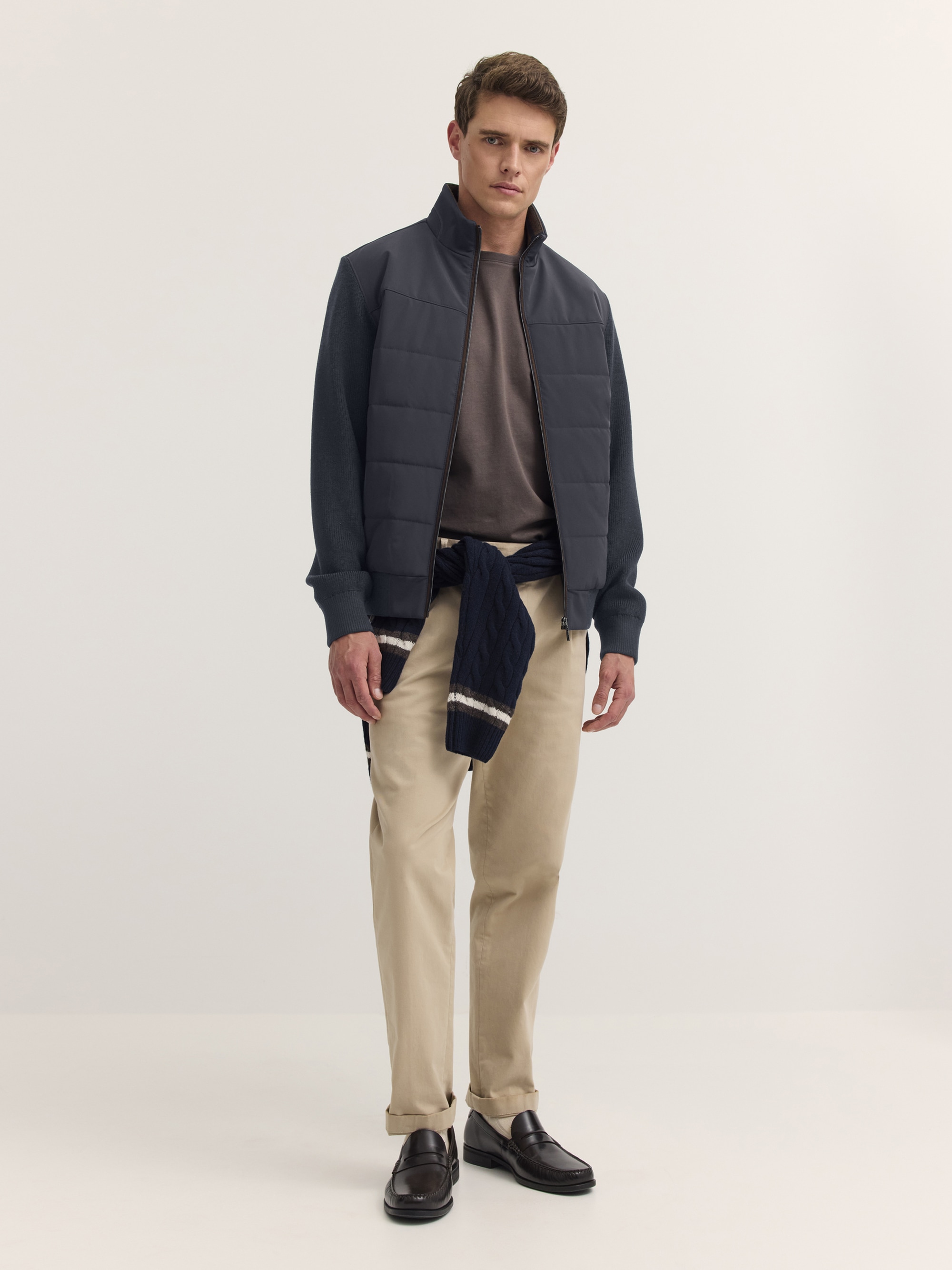 bugatti Strickjacke »Regular Fit« Regular Fit Hybrid Stehkragen