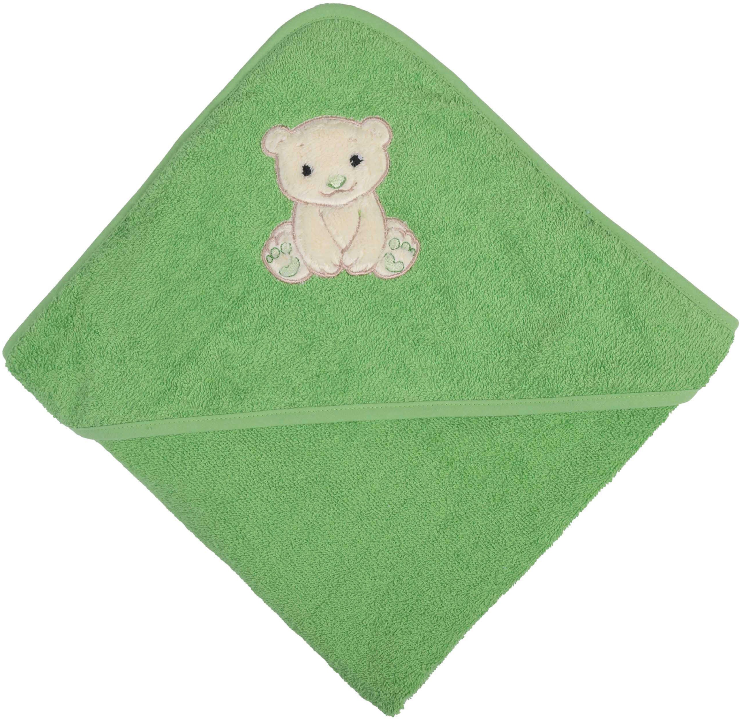 Kapuzenhandtuch WEWO FASHION, B:100cm L:100cm, grün, Frottee, Obermaterial: 100% Baumwolle, Handtücher, "8032", ausgelegte Kapuze