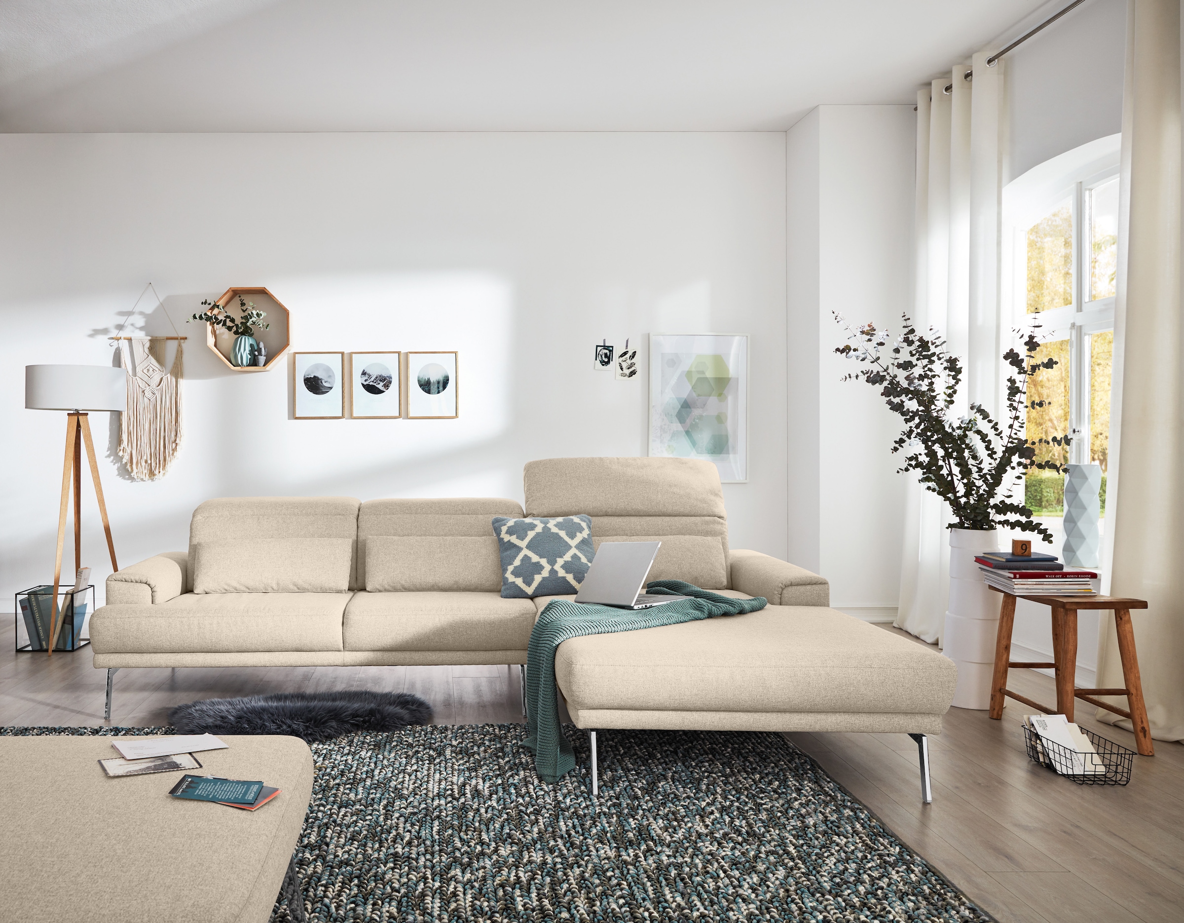 Musterring Ecksofa »MR 4580«, mit Kopf- und Sitztiefenverstellung, Metallfuß chrom, 288 x 193/220cm
