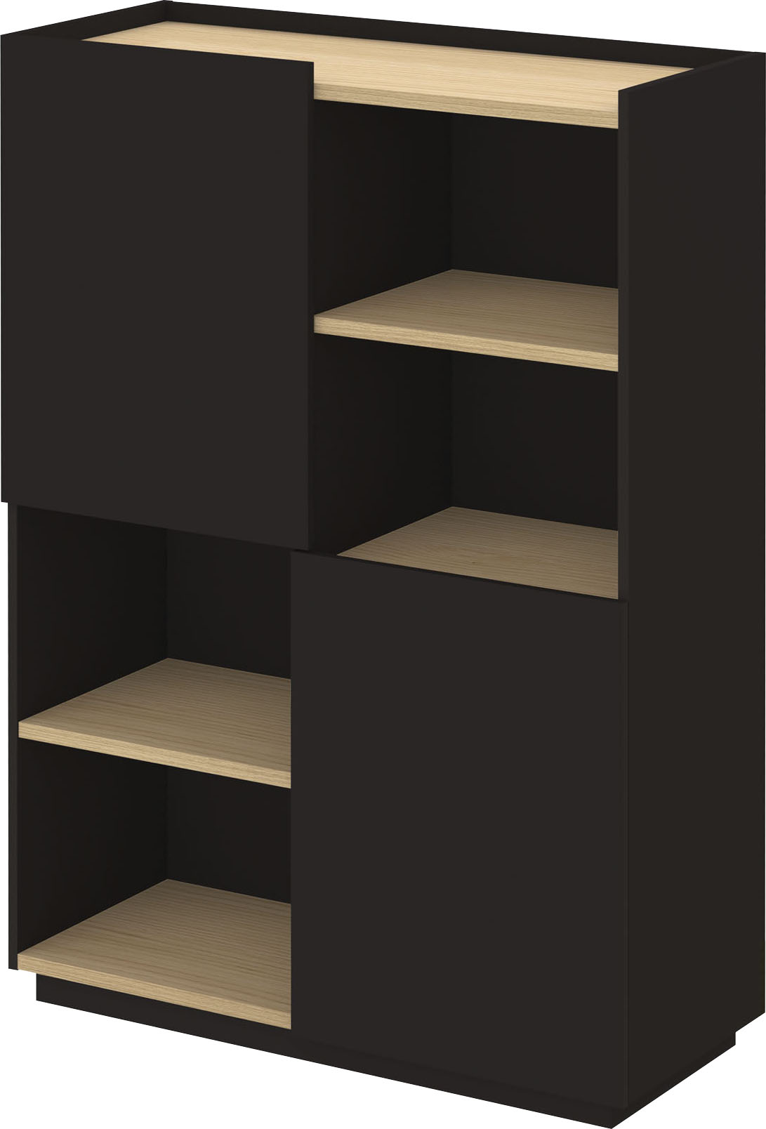 Thumbnail - TemaHome Highboard "Nina", Stauraumschrank aus Echtholzfurnier mit Metallfüssen, Breite 100 cm