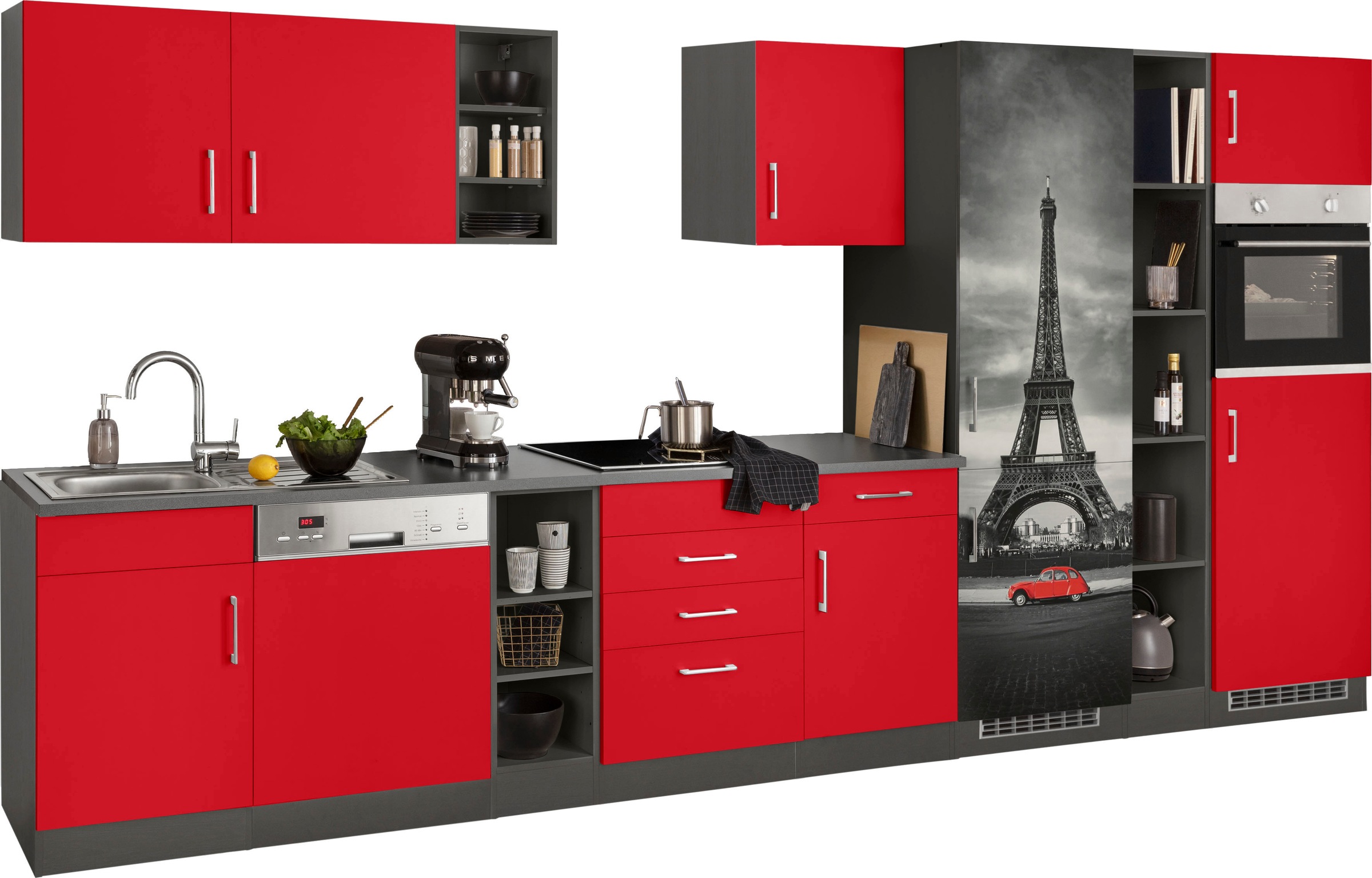 Thumbnail - KOCHSTATION Küchenzeile "KS-Paris – Küchen mit einzigartigen Fotomotiven auf den Fronten" Breite 400 cm, wahlweise mit E...