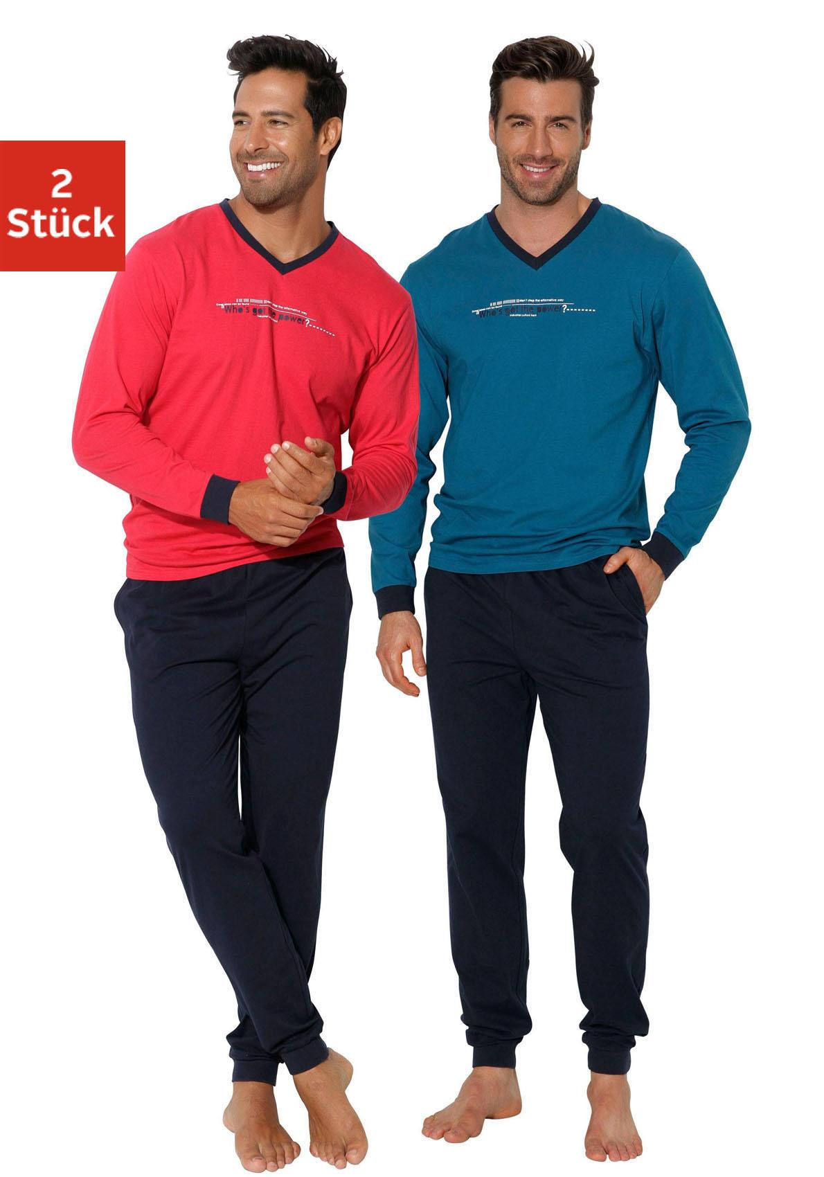 AUTHENTIC LE JOGGER Pyjama Packung, 4 tlg. Schlafanzug mit Frontprint