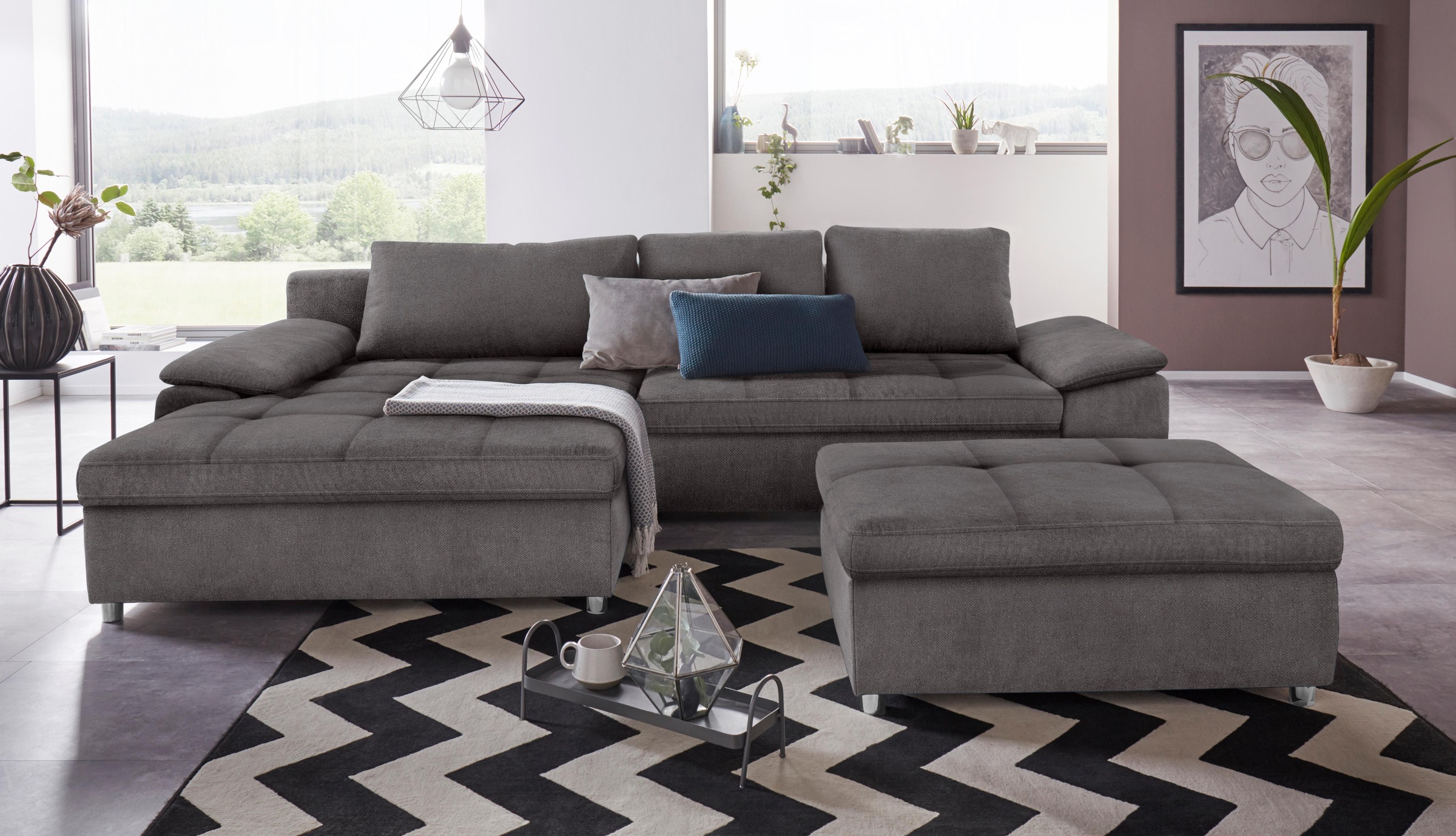 sit&more Ecksofa »Labene L-Form«, wahlweise mit Bettfunktion und Bettkasten, auch als XXL-Variante