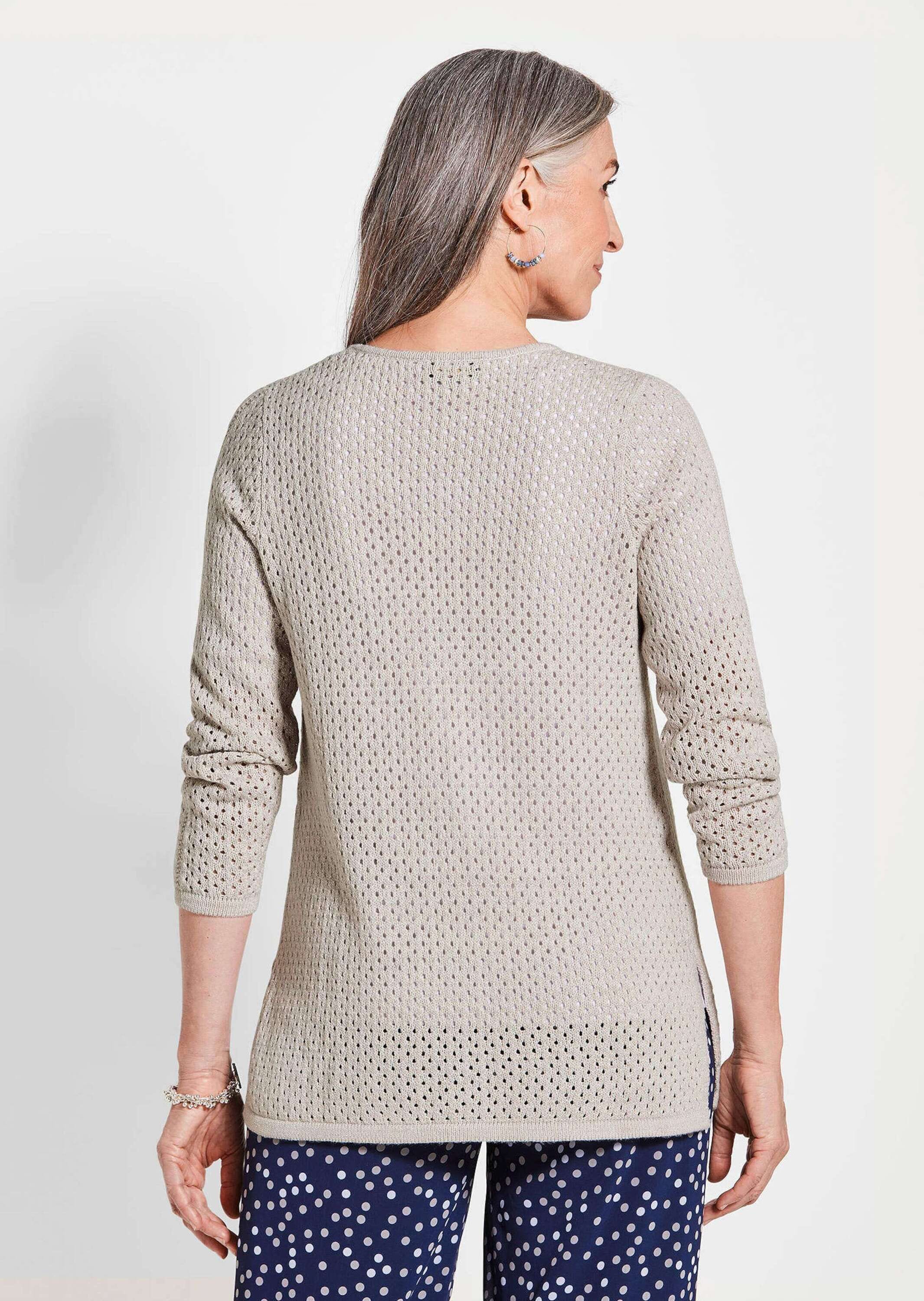 GOLDNER Kurzjacke »Brauner Cardigan mit Lochmuster, Langarm«