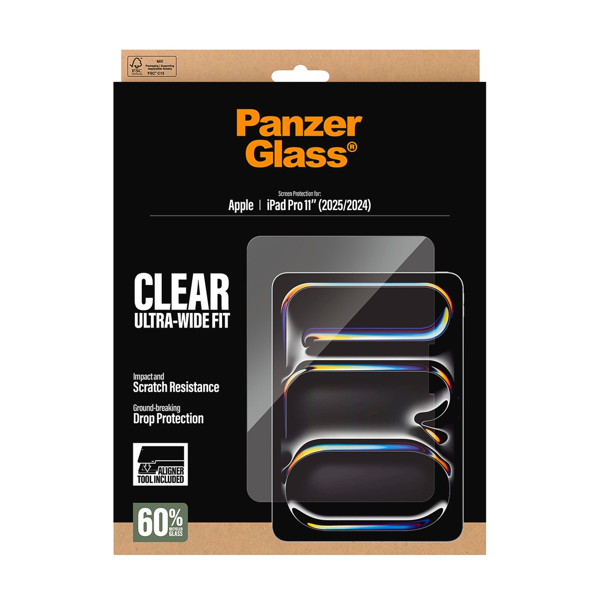 CARE by PanzerGlass Displayschutzglas »Ultra-Wide Fit Screen Protector« für Apple iPad Pro 11 (2024 - 2025) Displayschutzfolie, Schutzfolie, Bildschirmschutz, kratz- & stoßfest