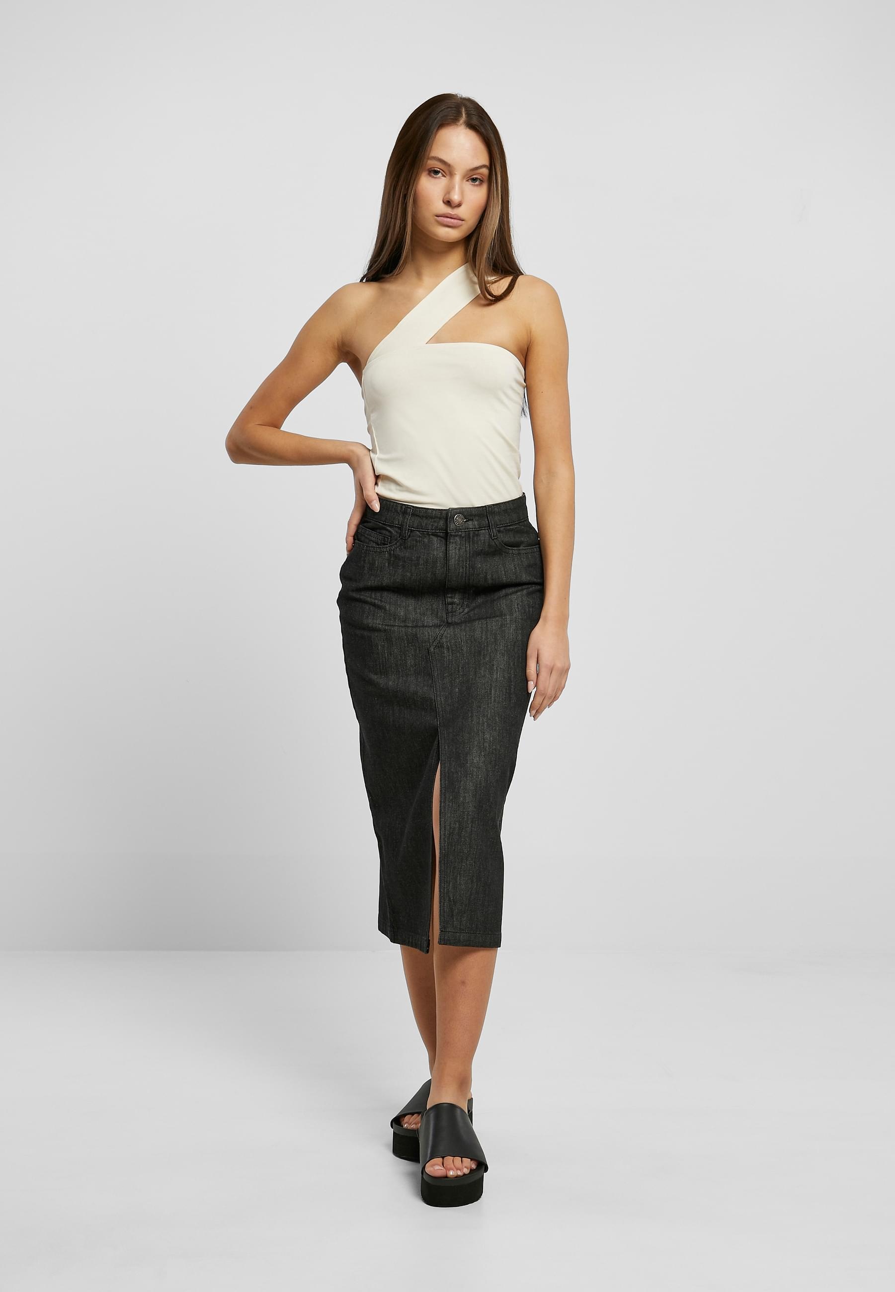 URBAN CLASSICS Jerseyrock »Urban Classics Damen Ladies Midi Denim Skirt«, (1 tlg.)