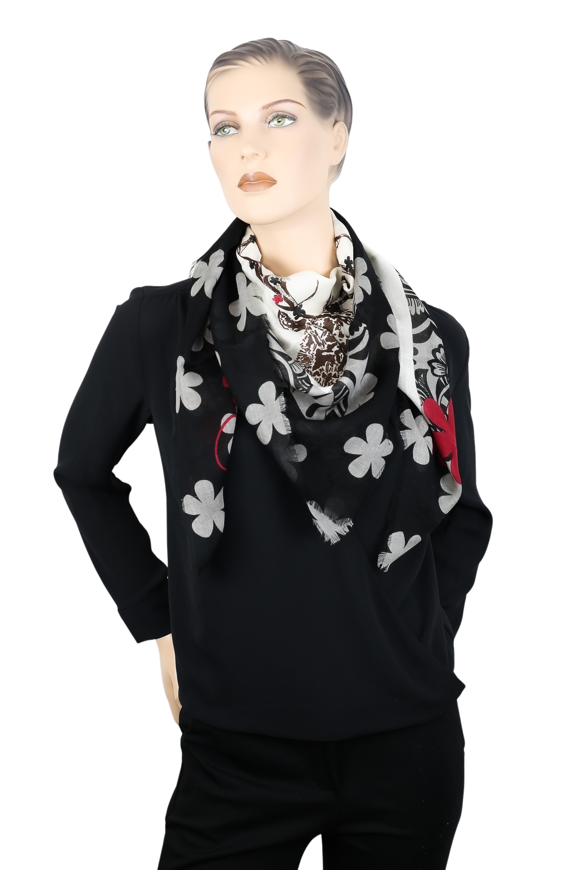 Allgäu Rebell Schal "Hirsch" 1 Stk. tlg. mit Blumen und großem Hirschgeweih günstig online kaufen