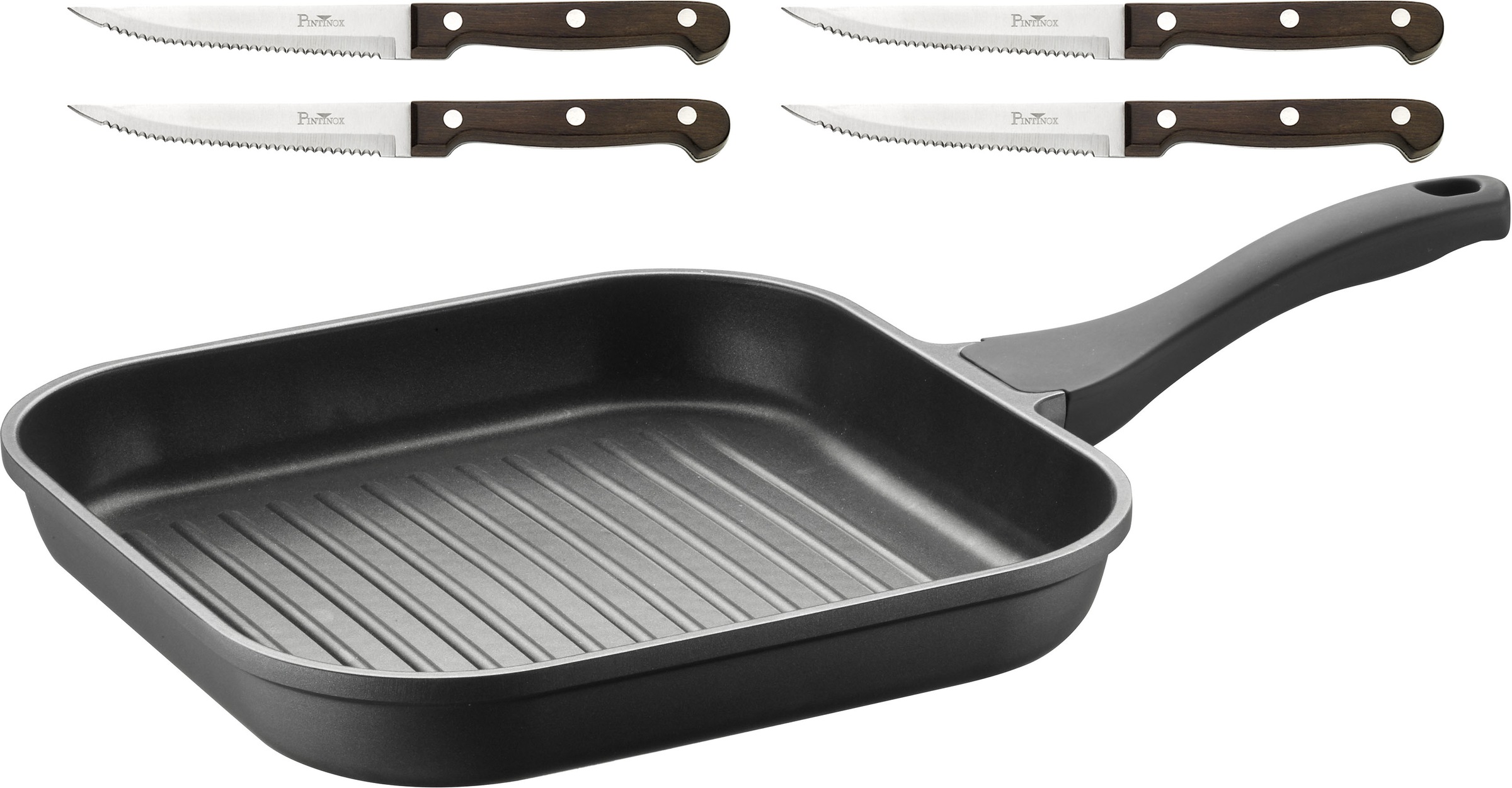PINTINOX Grillpfanne "Pro" Aluminium Set, 5 Stk. tlg. 3-lagige Antihaftbesc günstig online kaufen
