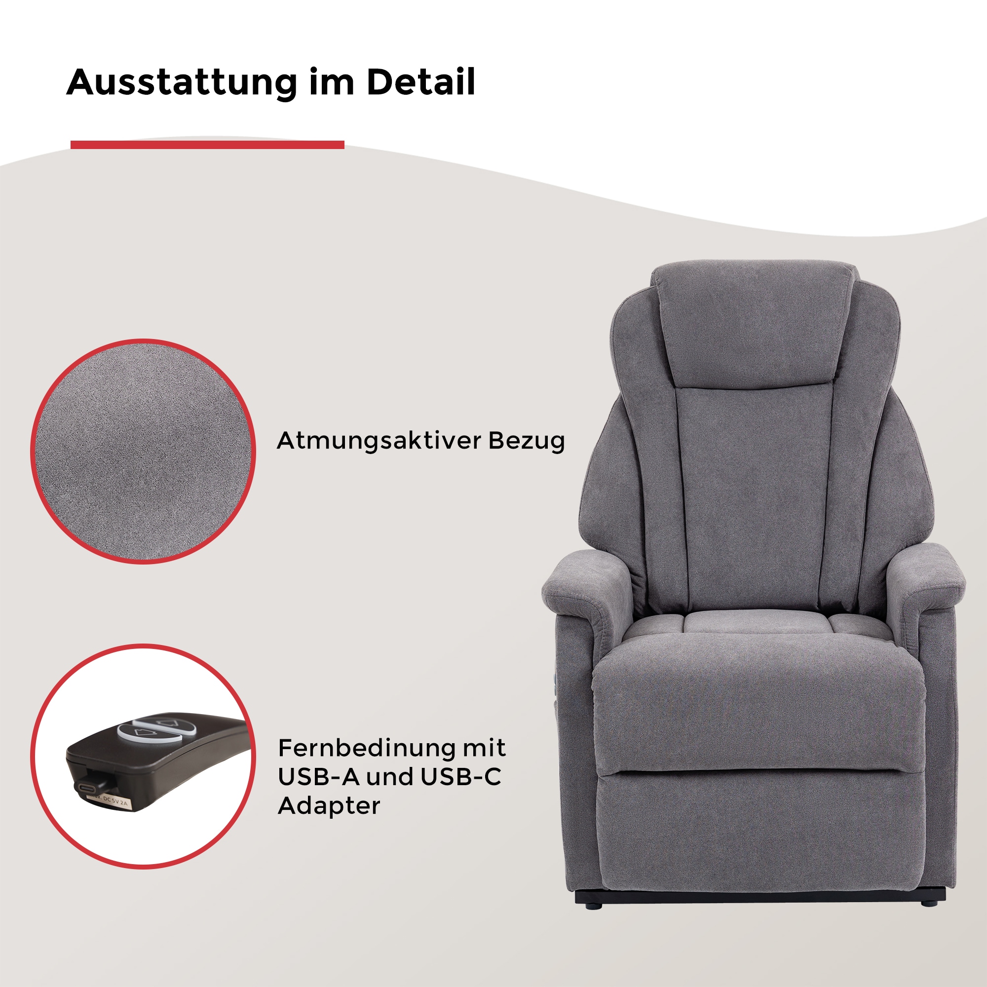 Duo Collection TV-Sessel »Toronto XXL mit elektrischer Aufstehhilfe und Relaxfunktion« bis 150kg belastbar, Taschenfederkern, Stahlwellenunterfederung