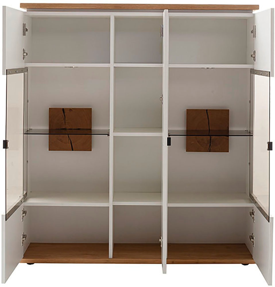 MCA furniture Highboard »Matadi Highboard« 1 Stk. tlg. Highboard, Weiß, Holzabsetzung, 3 Türen, gedämpft, B: 130cm