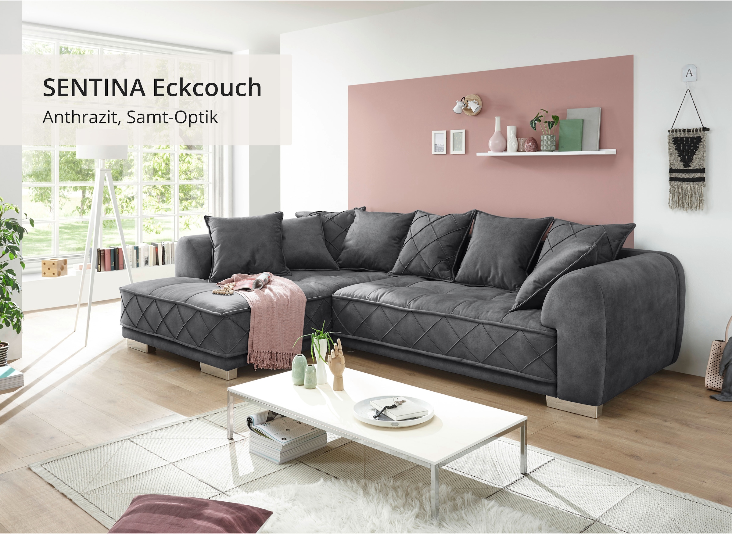 ED EXCITING DESIGN Ecksofa »Sentina L-Form« mit Rückenkissen