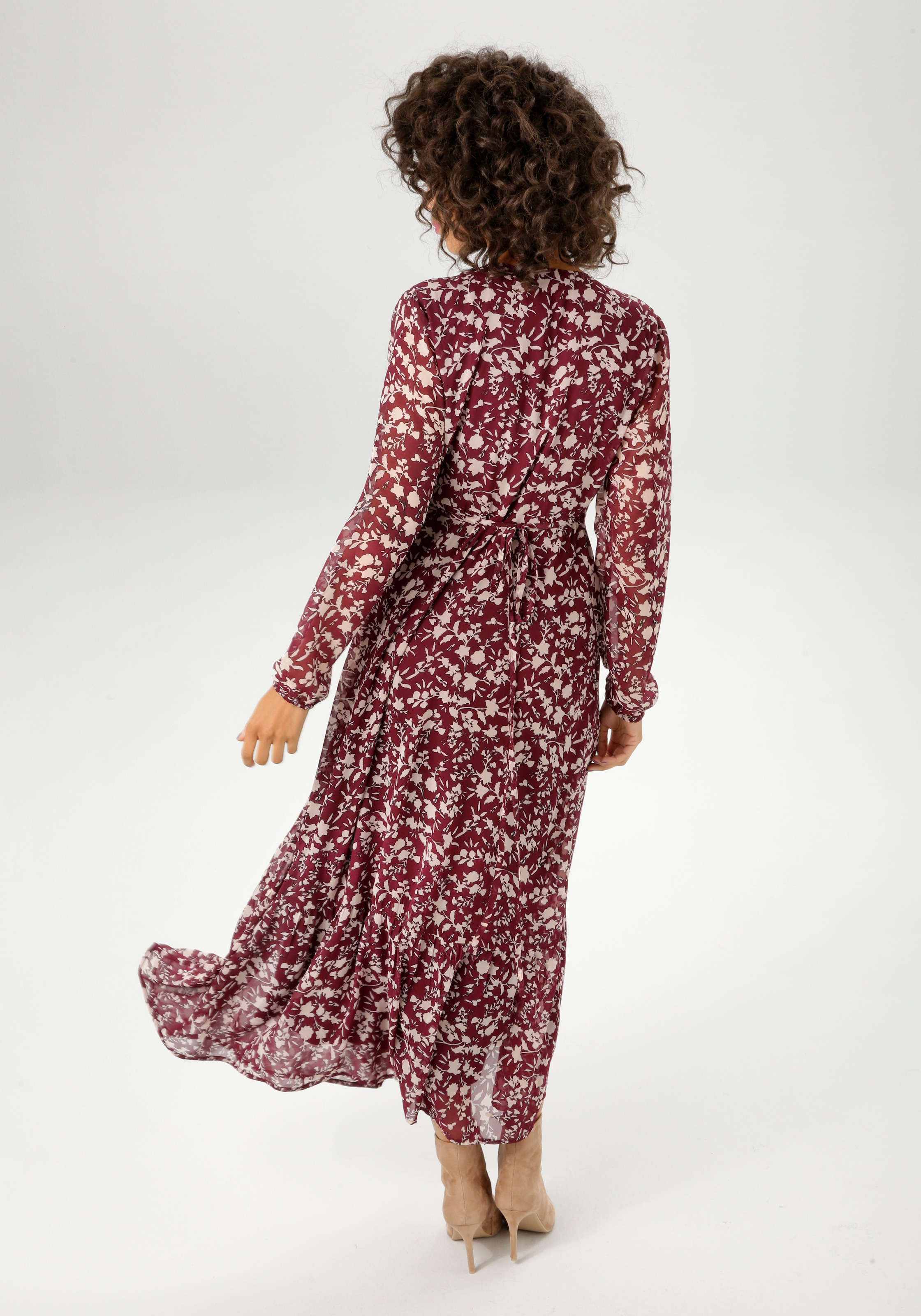 Aniston CASUAL Wickelkleid, mit grafischen Blumendruck - jedes Teil ein Unikat - NEUE KOLLEKTION