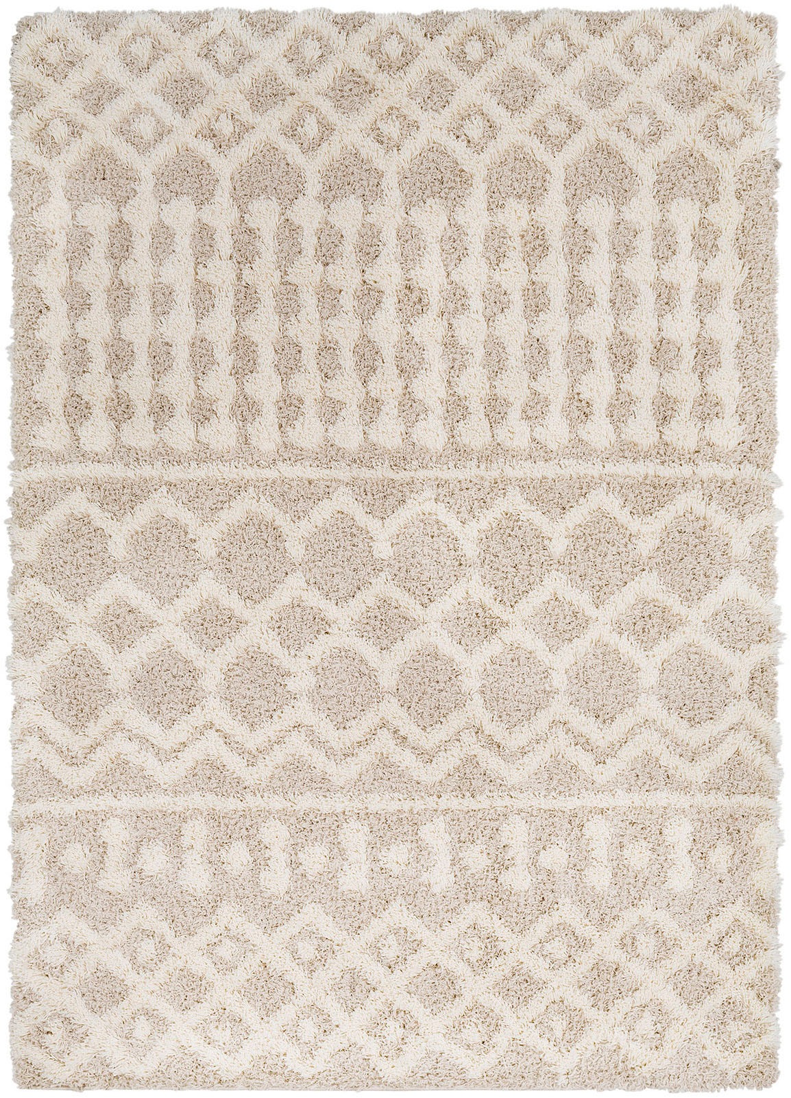 Hochflor-Teppich LIVABLISS "DUBAI", beige, B:160cm H:52mm L:220cm, Kunstfaser, Polypropylen, Teppiche, Boho Shaggy Teppich, Weich, Flauschig, Kuschelig, Schlafzimmer