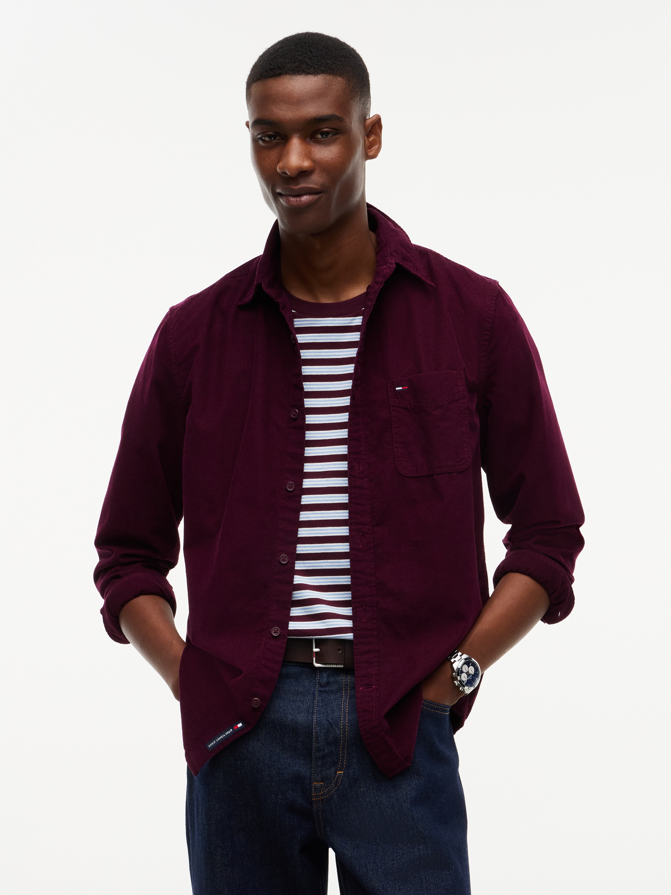 Tommy Jeans Langarmhemd "REGULAR BABY CORDUROY SHIRT" Regular fit mit Brusttasche