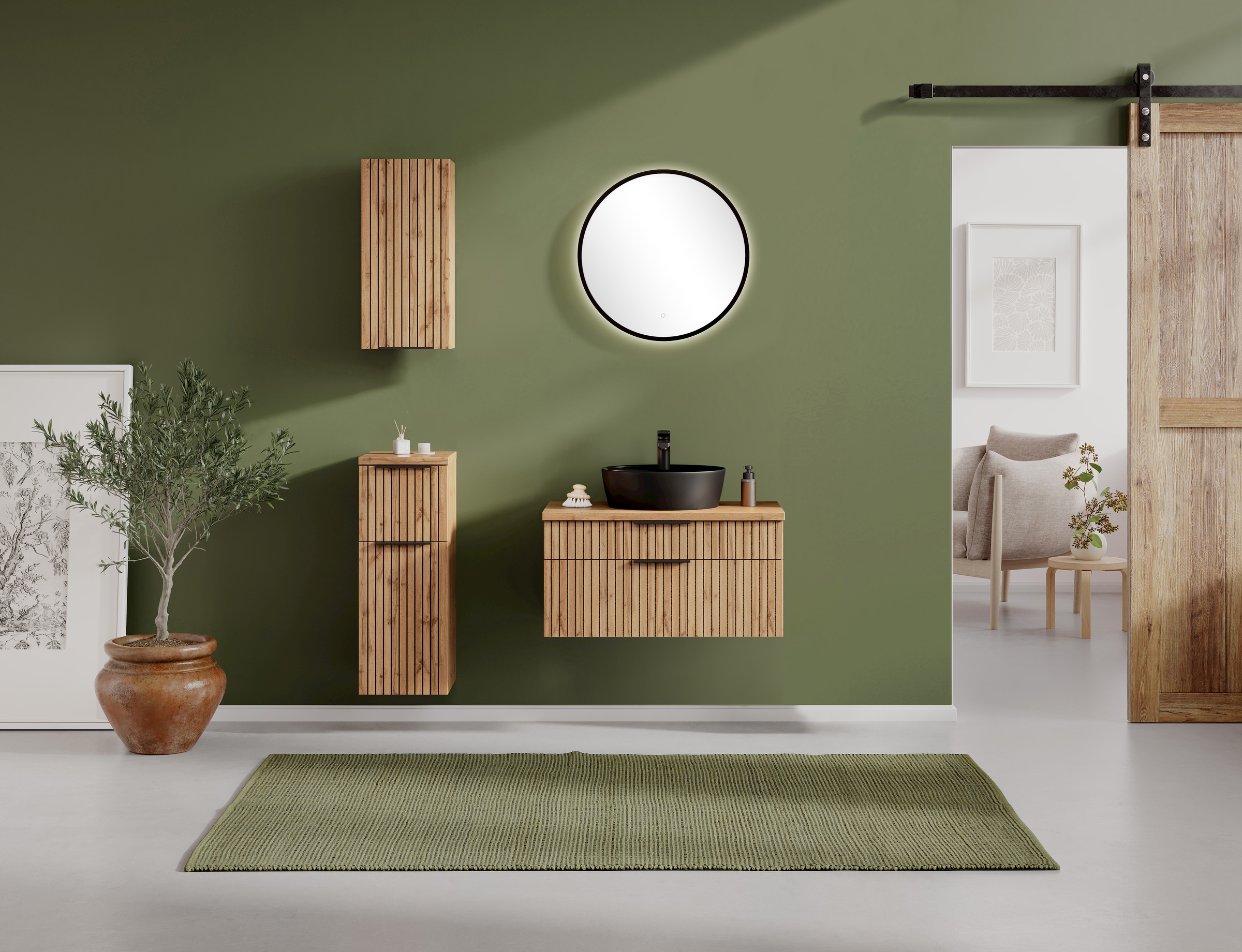 welltime Badmöbel-Set »Welltime, Carlton Waschtisch-Set, 80 oder 120 cm, gestreift«, (2 St.)