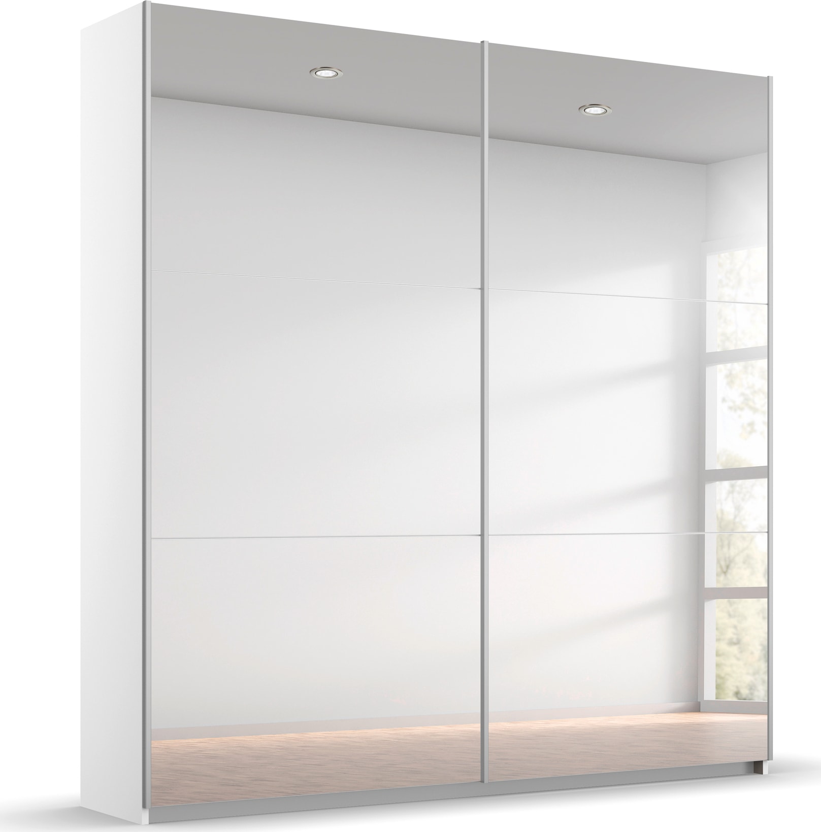 rauch Schwebetürenschrank »Kleiderschrank Schrank Garderobe REFLECT«, inkl. praktischer Innenausstattung mit 2 Stoffboxen MADE IN GERMANY