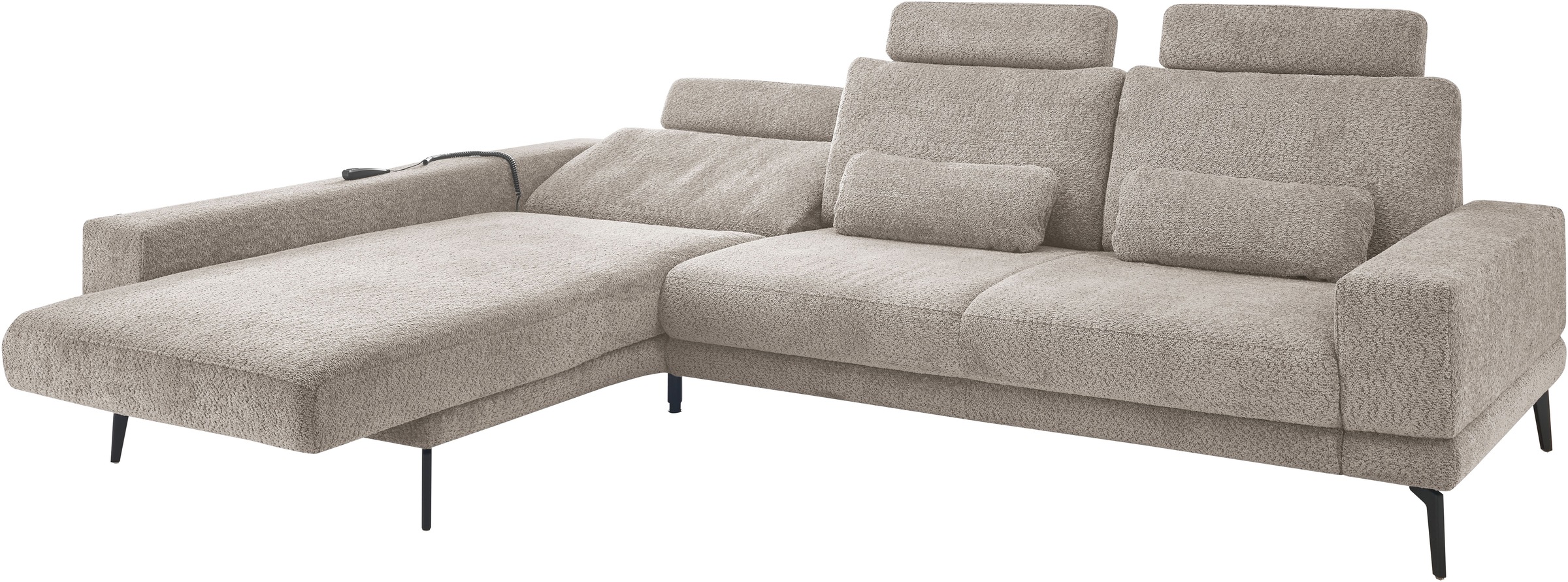 set one by Musterring Ecksofa »SO 3600, inkl motor. Sitztiefenverstellung, Kopfstützen, Nierenkissen«, Sitzhöhe 42 cm, Kaltschaum, Breite 293 x Tiefe 180 cm, Kama stone