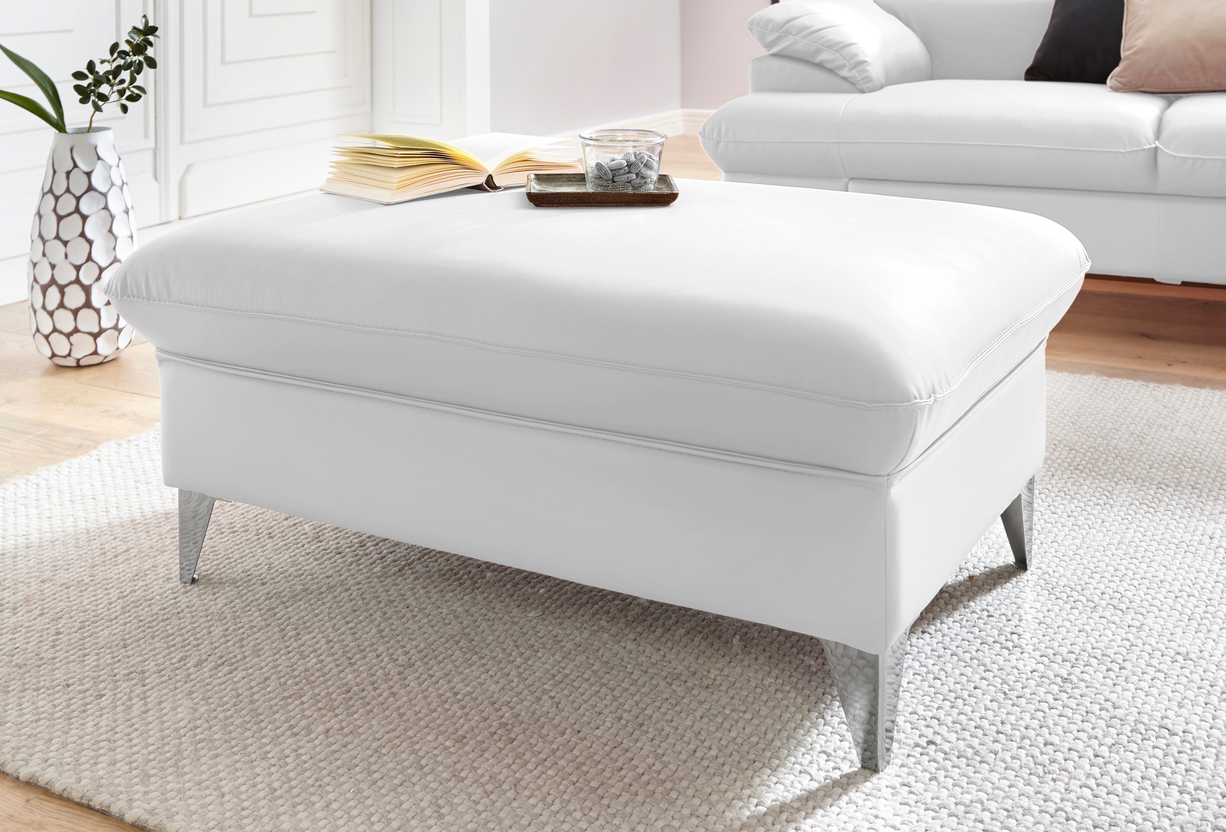 COTTA Polstergarnitur »Caluso L-Form«, (2 tlg.), Set bestehend aus: Ecksofa mit Kopfteilverstellung & Hocker