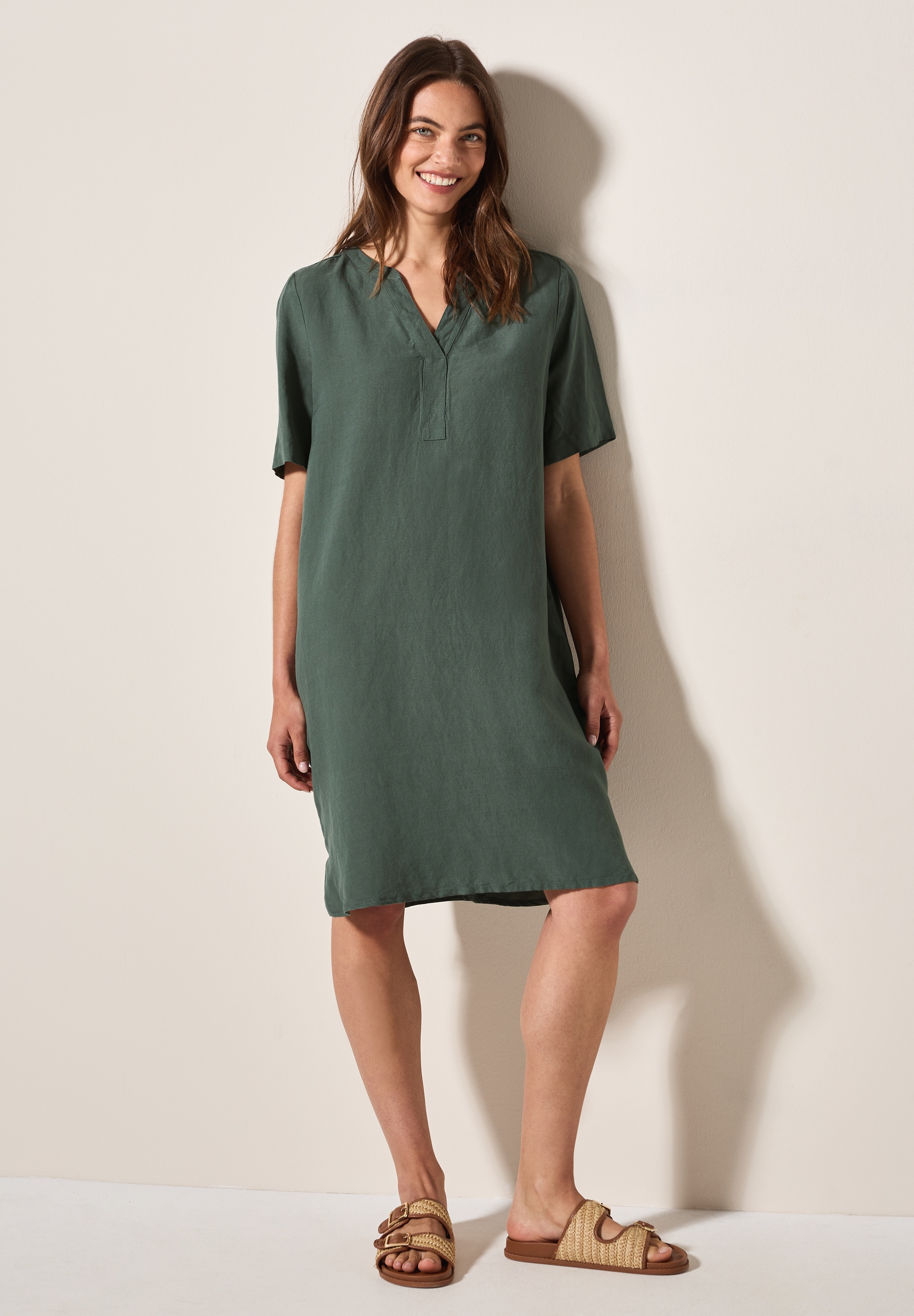 Cecil Sommerkleid, Splitneck, mit Leinen günstig online kaufen