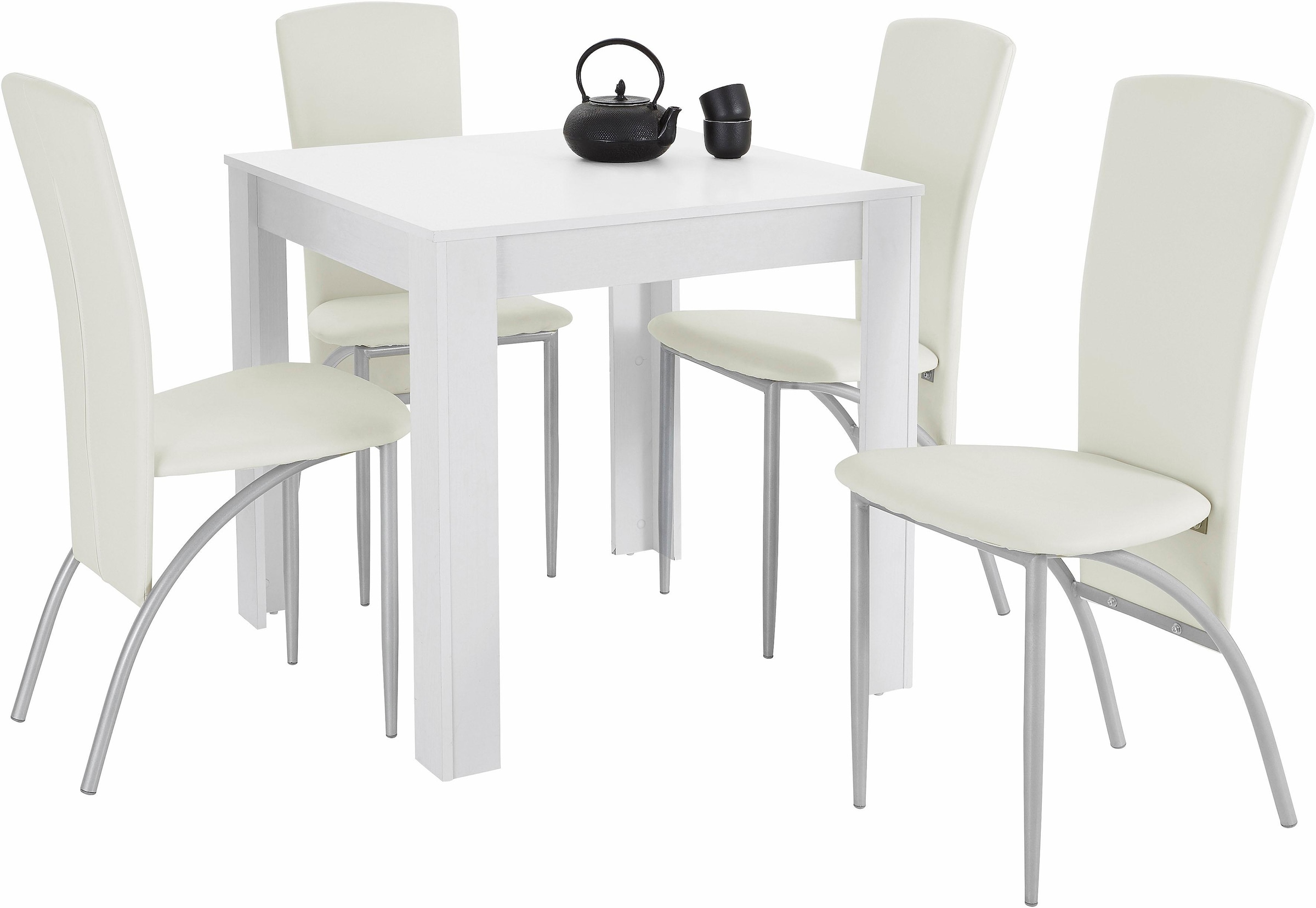 INOSIGN Essgruppe »LynnNico«, (Set, 5 tlg.), Tischbreite 80 cm, Belastbarkeit 120 KG