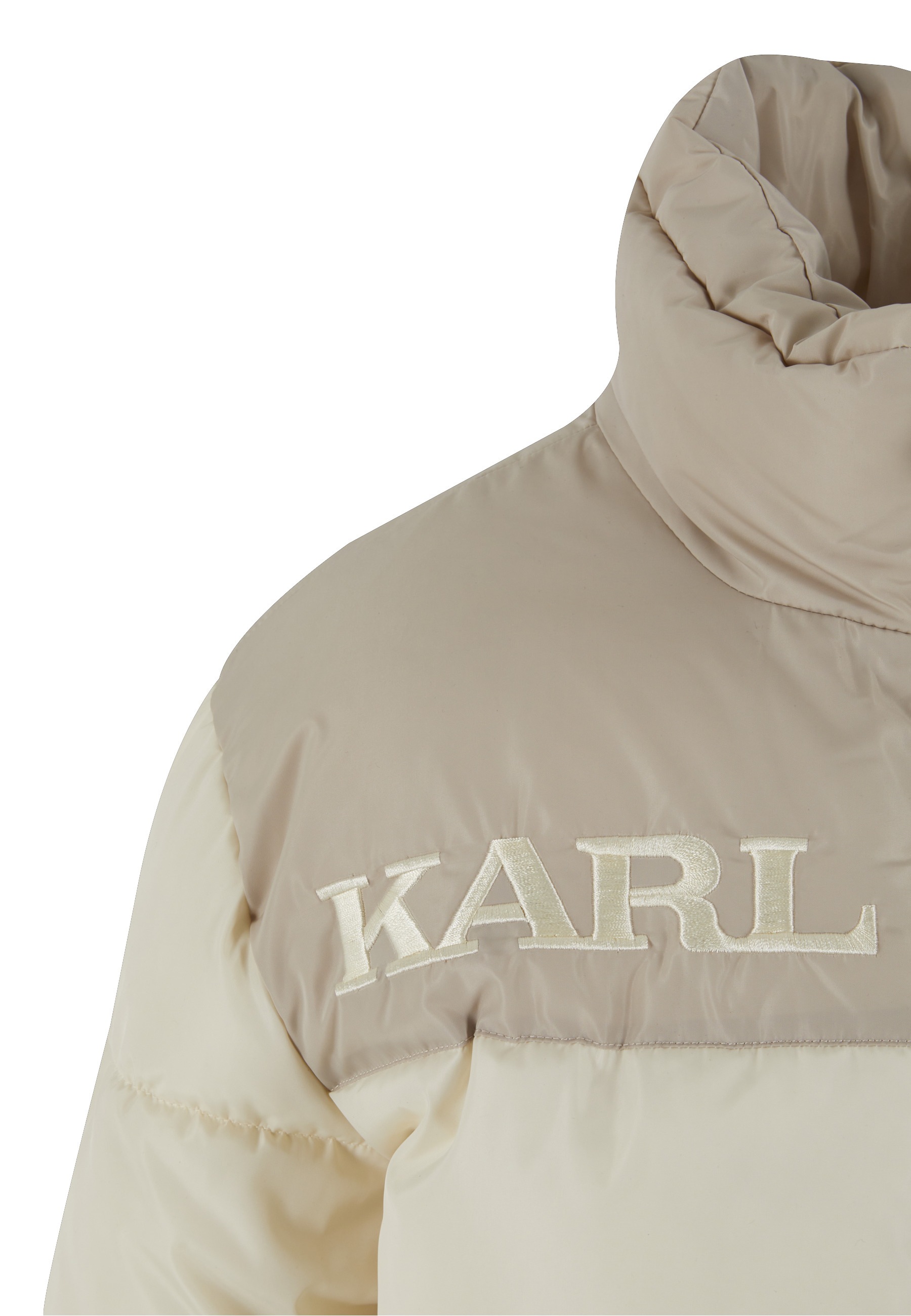 Winterjacke KARL KANI "Karl Kani KK Retro Essential Puffer Jacket", Damen, Gr. L, sanftes weiß, 100% Polyester, mehrfarbig, normal, amerikanischer Ausschnitt, Jacken Winterjacke 3