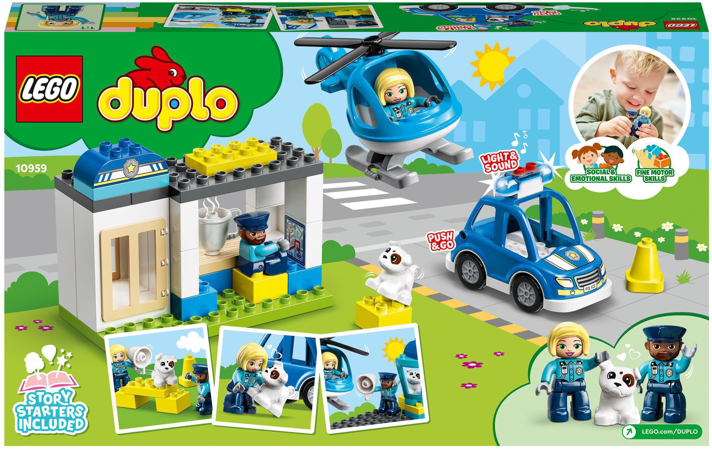 LEGO® Konstruktionsspielsteine »Polizeistation mit Hubschrauber (10959), LEGO® DUPLO«, (40 St.), mit Sirene und Licht; Made in Europe