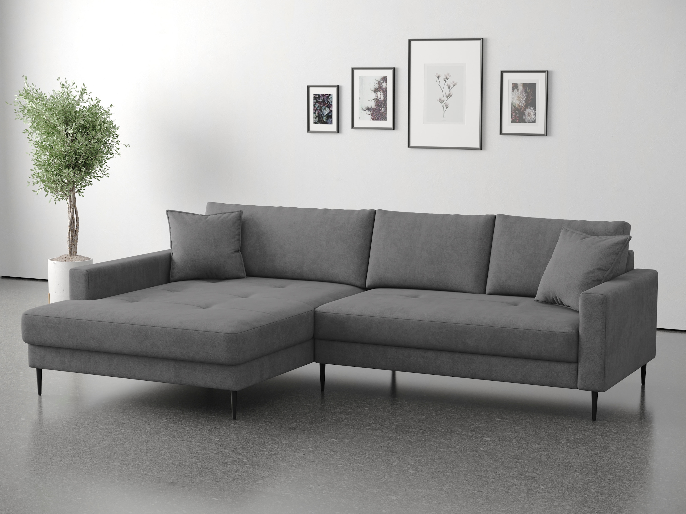OTTO home Ecksofa "Summer L-Form, B: 280cm, in Cord & Struktur" wahlweise mit Kopfstützen, schwarze Metallfüße