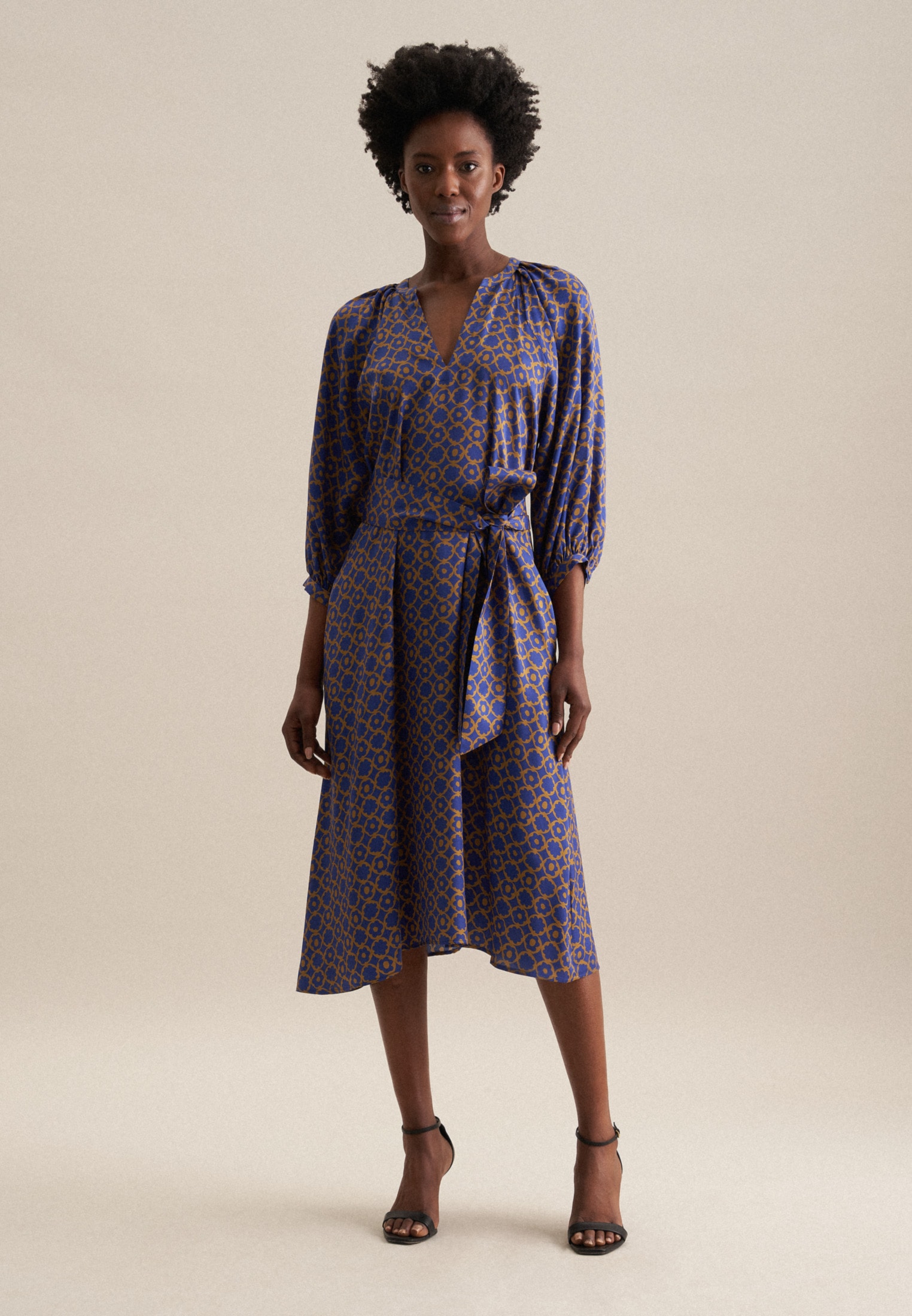 seidensticker Sommerkleid "Schwarze Rose" 3/4 Rundhals Druck günstig online kaufen