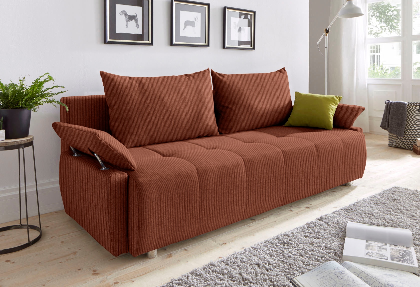 COLLECTION AB "Funtastic, B: 212 cm, Liegefl. 145x187 cm, Armteilverstellung" Schlaffunktion, Bettkasten & Zierkissen, Gästebett mit Federkern