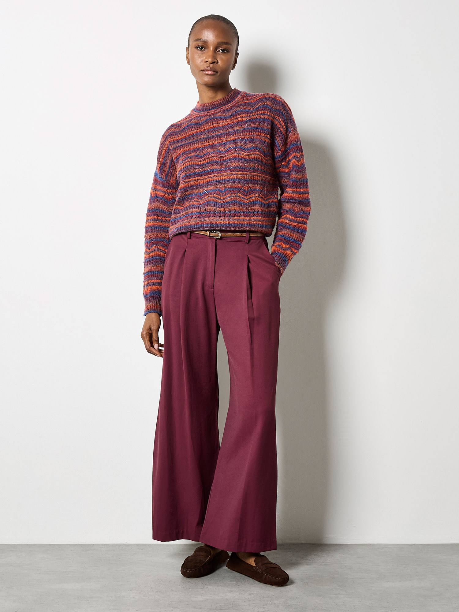 Apricot Strickpullover "ohne Verschluss" aus Pointellestrick