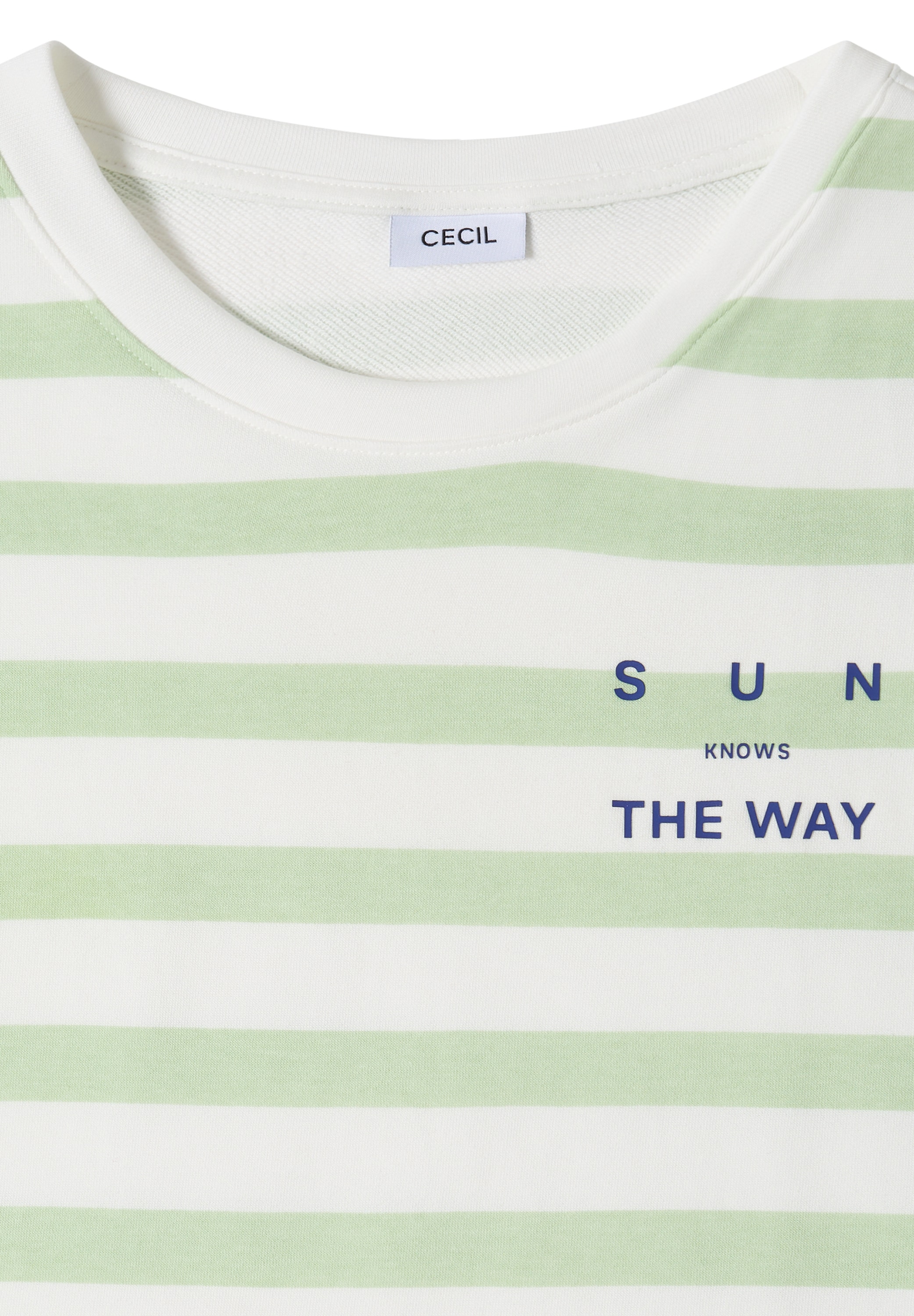Cecil Kurzarmshirt Sommershirt mit Streifen und Wording-Detail