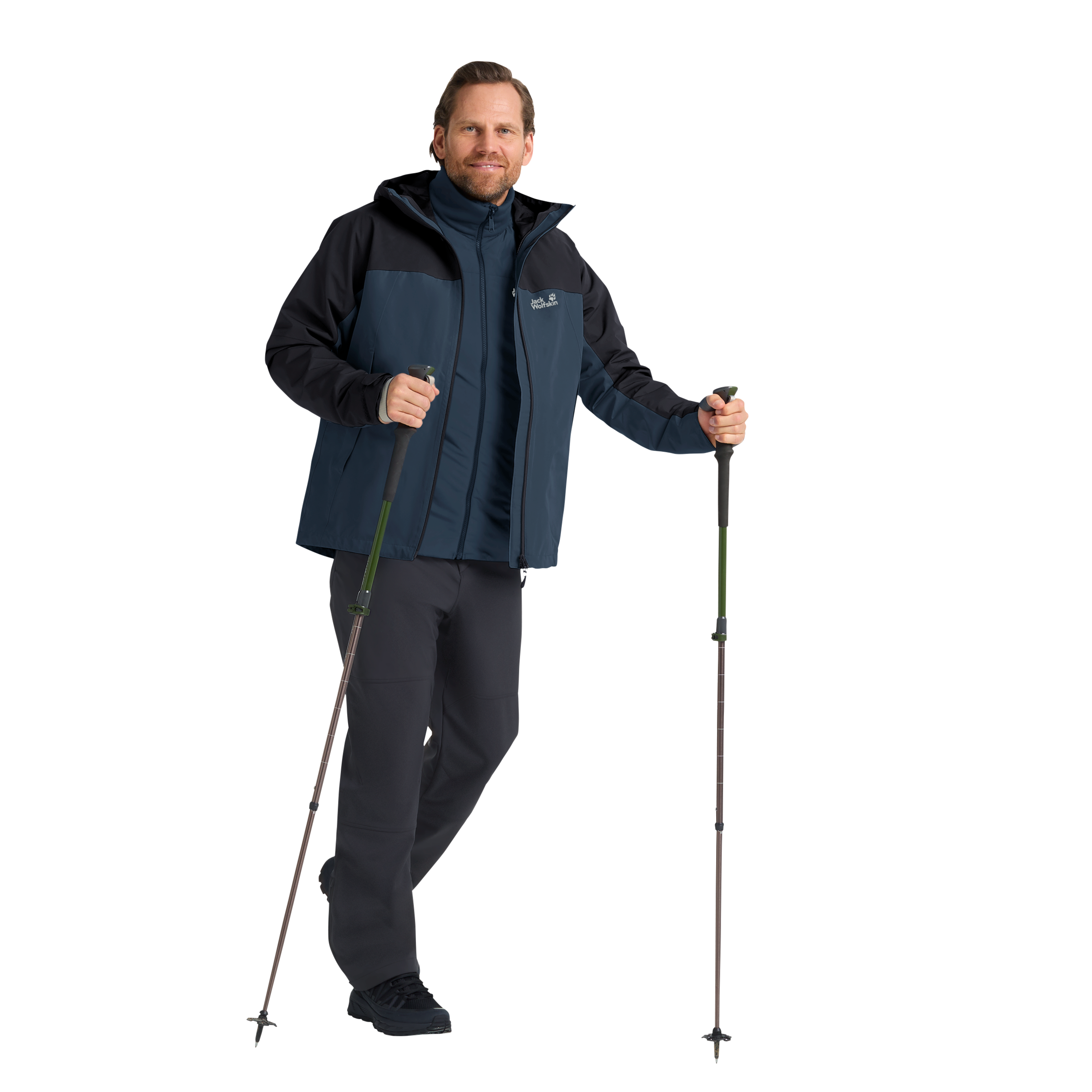 Jack Wolfskin 3-in-1-Funktionsjacke mit Kapuze mit Kapuze mit regulierbarem Elastikband, wasserdicht, winddicht