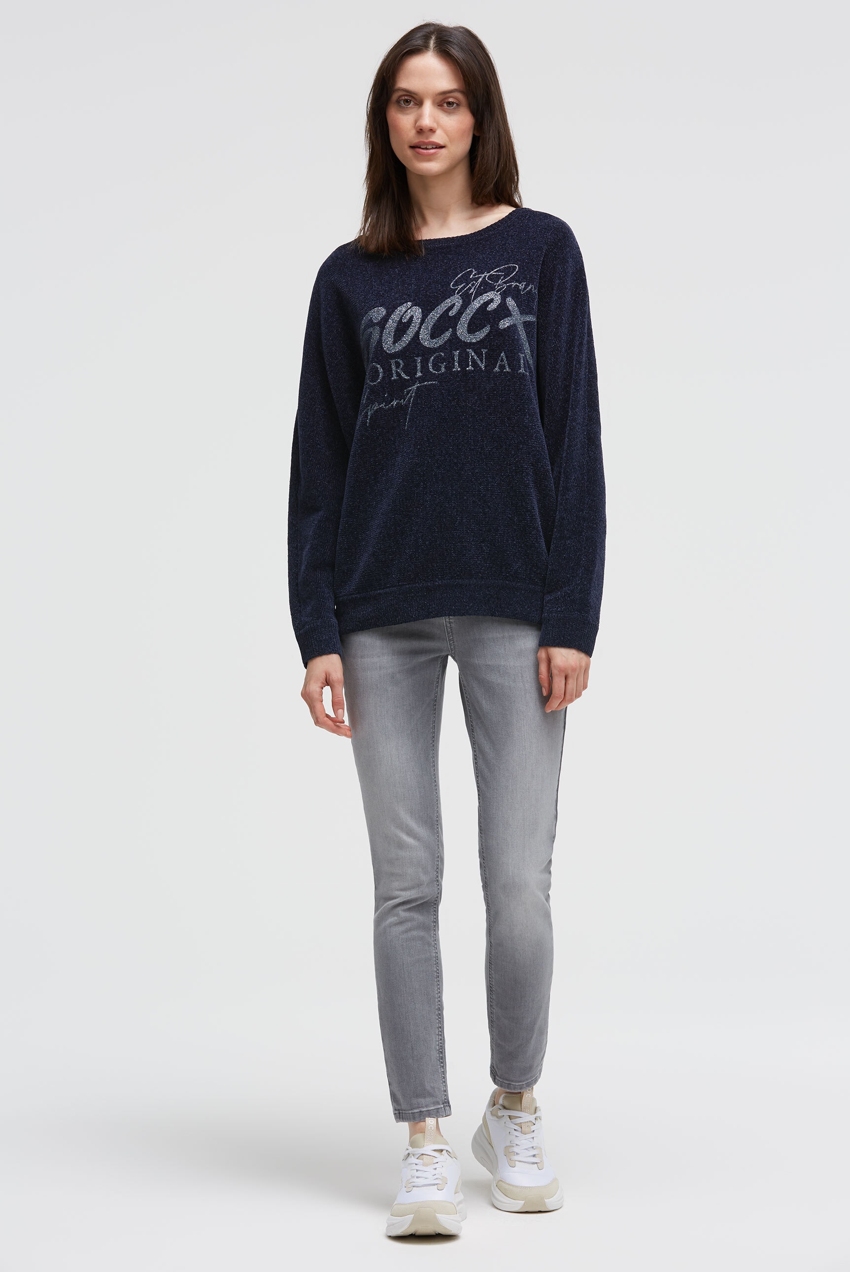 SOCCX Rundhalspullover mit Fledermaus-Ärmeln