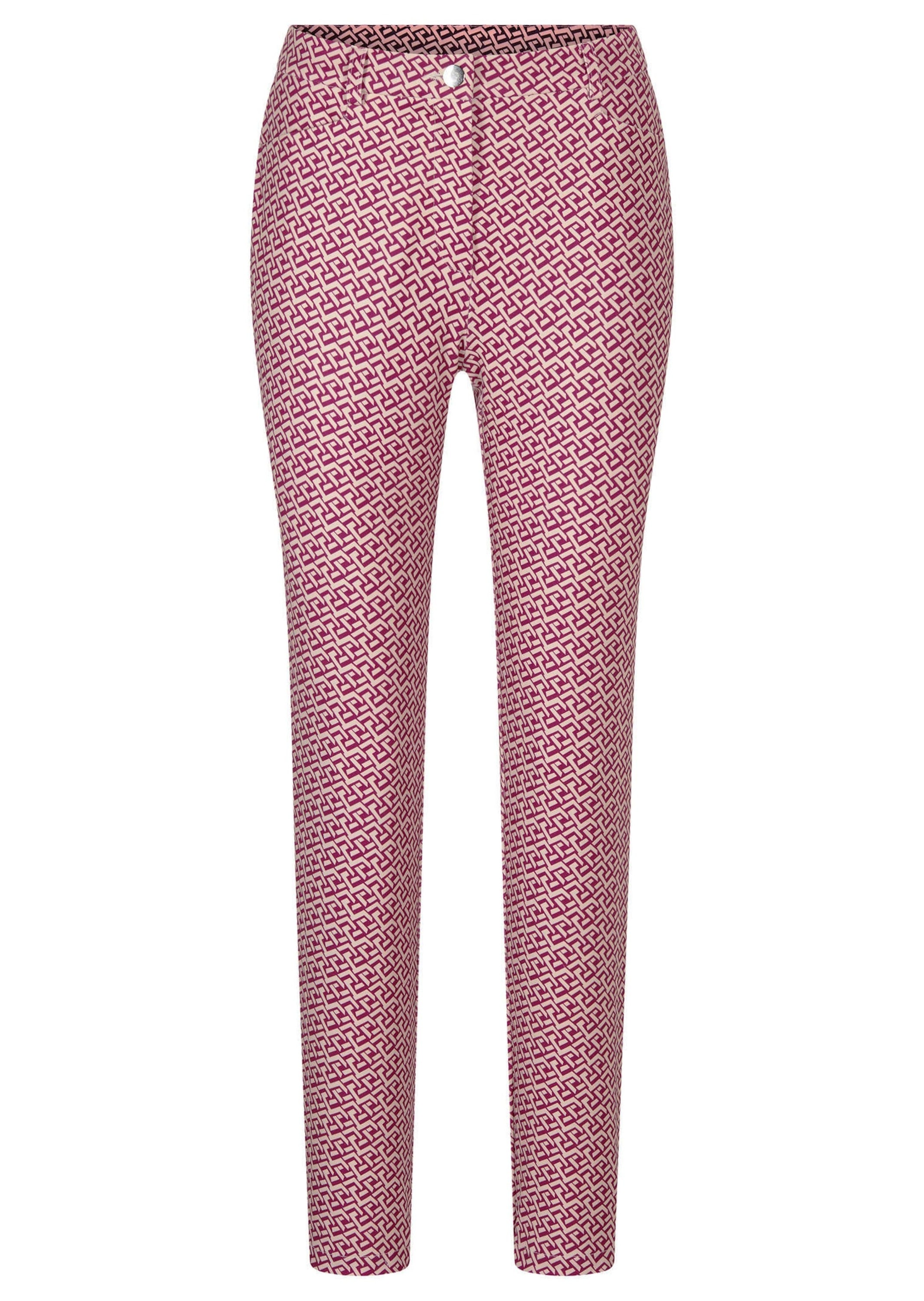 GOLDNER Stoffhose "Slim Fit Printhose mit hohem Bund" angenehme Jerseyqualiät mit Elasthan